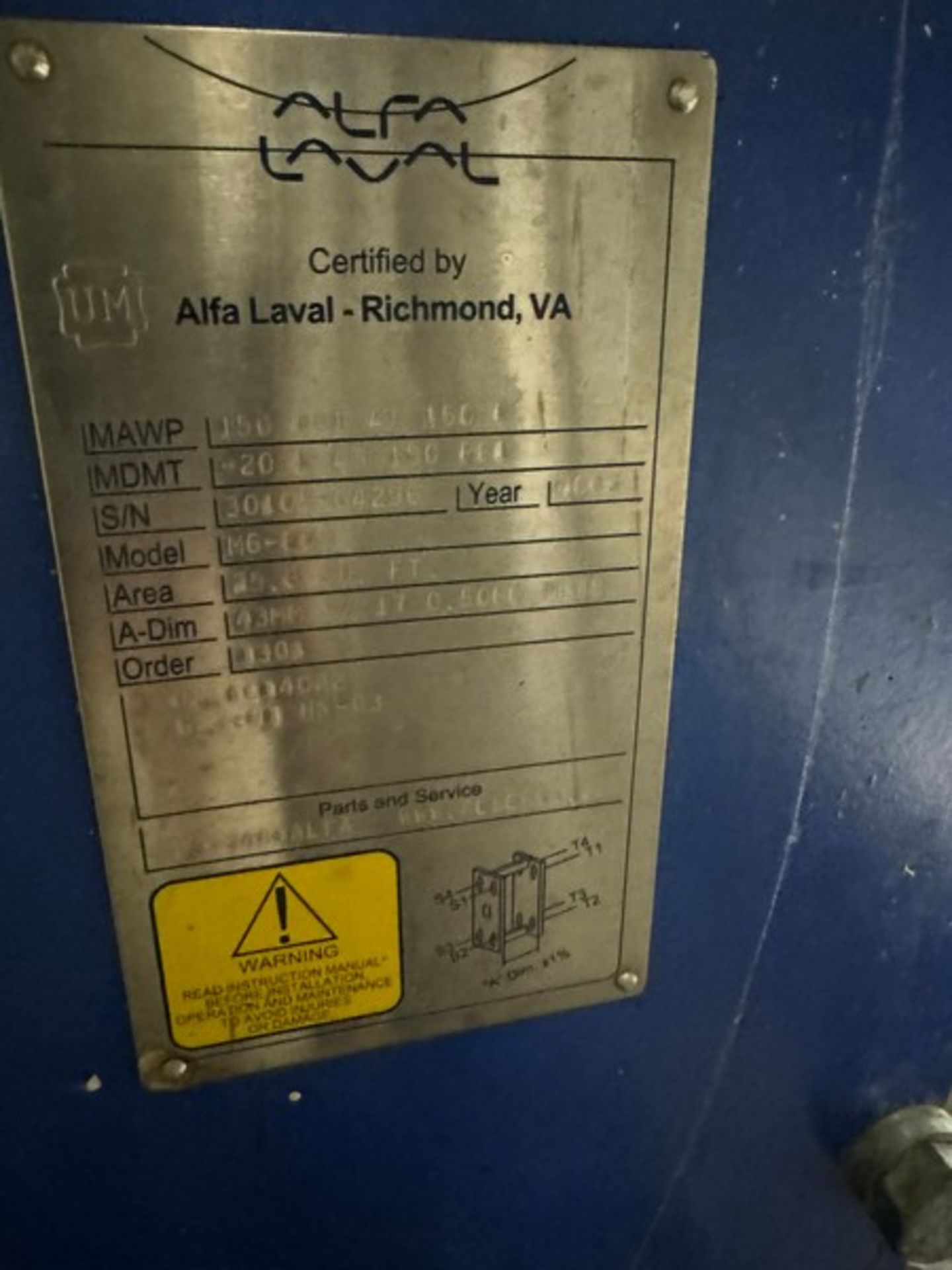 Alpha-Laval Plate Heat Exchanger, M/N M6 - Image 3 of 3