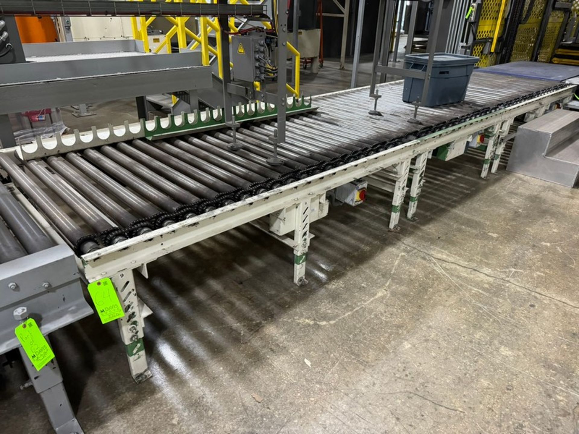 (2) Straight Sections of Infeed Roller Conveyor, with Aprox. 52” W Rolls, Total Length Aprox. 20 ft.