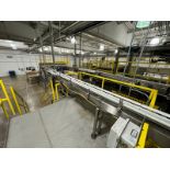 S/S Overhead Product Conveyor, with Guides & Drives, Overall Length: Aprox. 110 ft. (NOTE: From