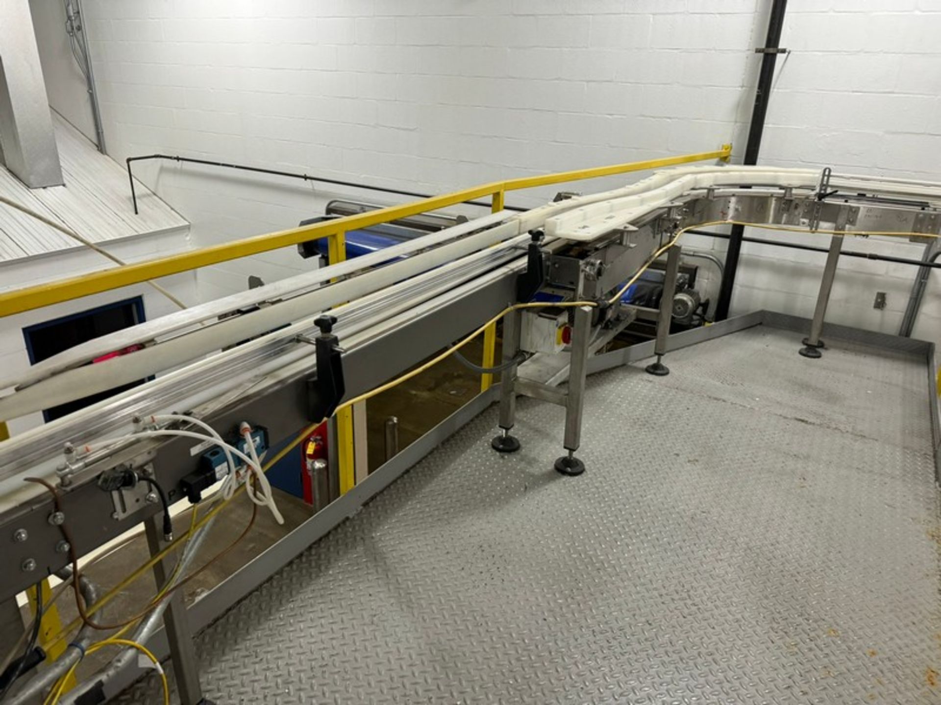 S/S Overhead Product Conveyor, with Guides & Drives, Overall Length: Aprox. 110 ft. (NOTE: From - Image 7 of 8