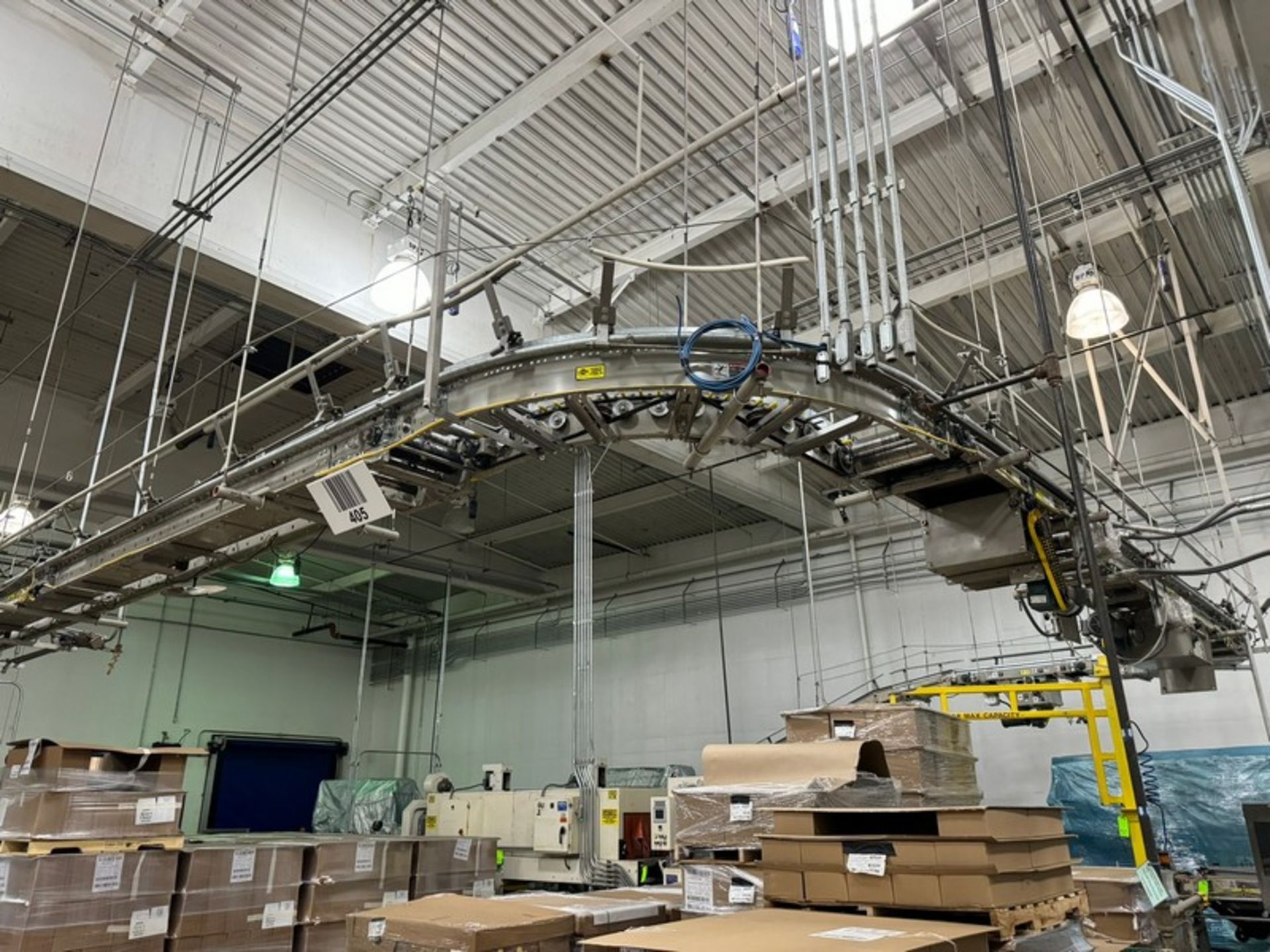 ACS Overhead Roller Conveyor, Total Length: Aprox. (NOTE: ARPAC to Palletizer) (LOCATED IN - Image 10 of 16