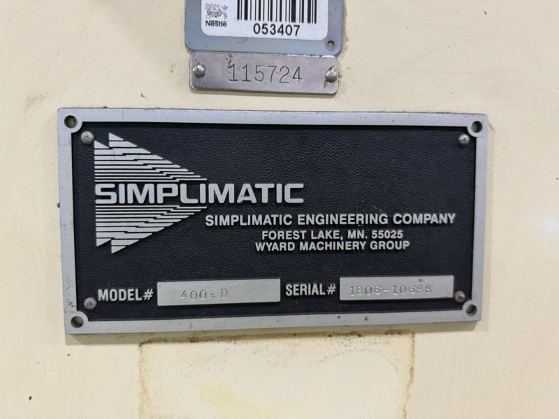 Simplimatic Engineering Company Depalletizer, M/N 400-D, S/N 1806-10688, with 2-Door Control Panel - Image 8 of 15