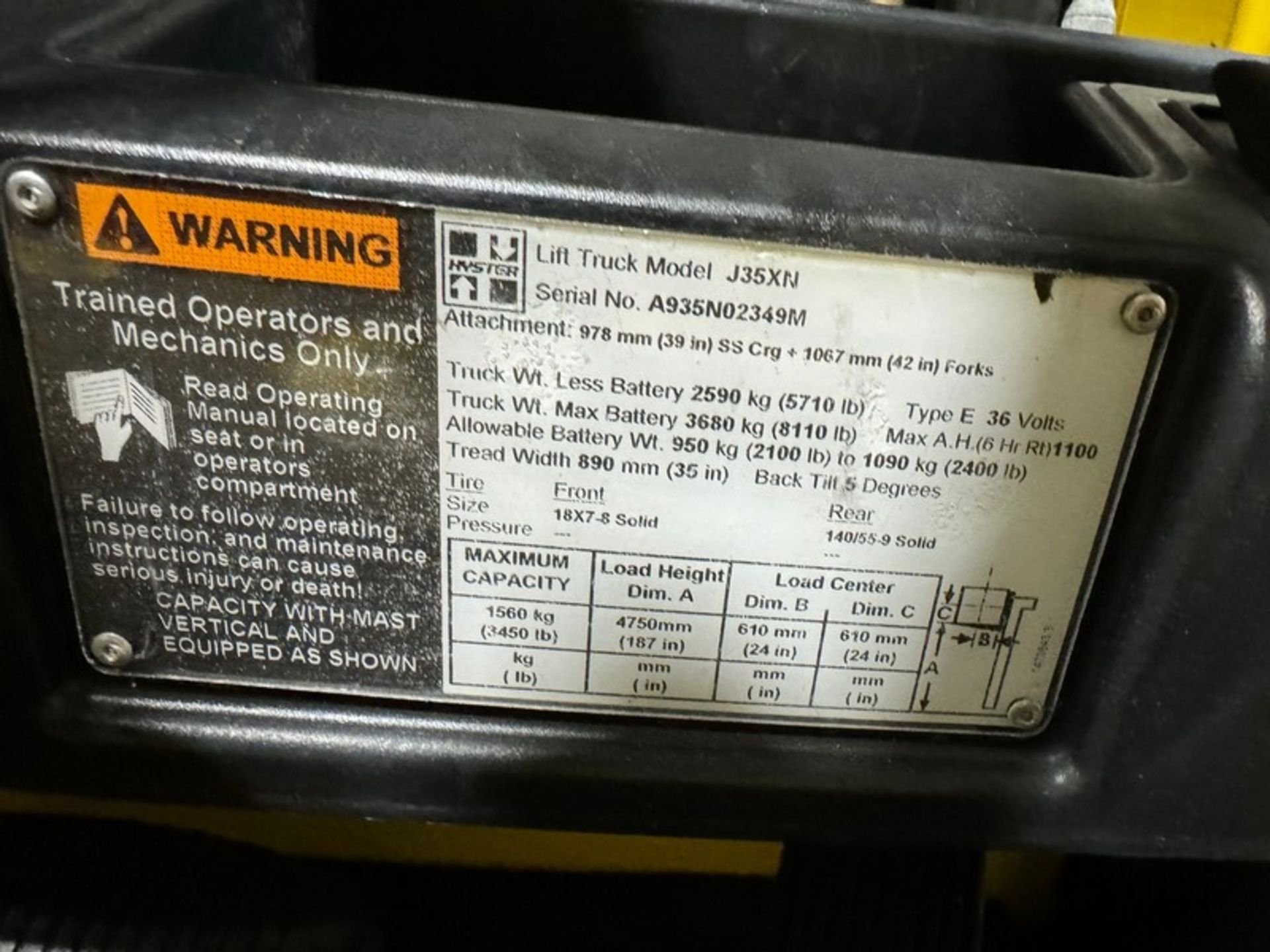 Hyster 3,450 lb. Electric Sit-Down Forklift, - Image 7 of 7