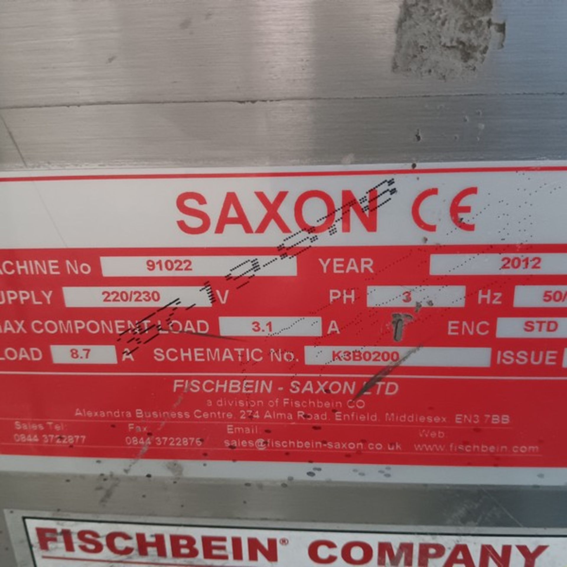 Fischbein-Saxon Band Sealer, Model SB3000, S/N 91022, Volt 220/240, 3 Phase, Yr. 2012 (Located - Image 4 of 4