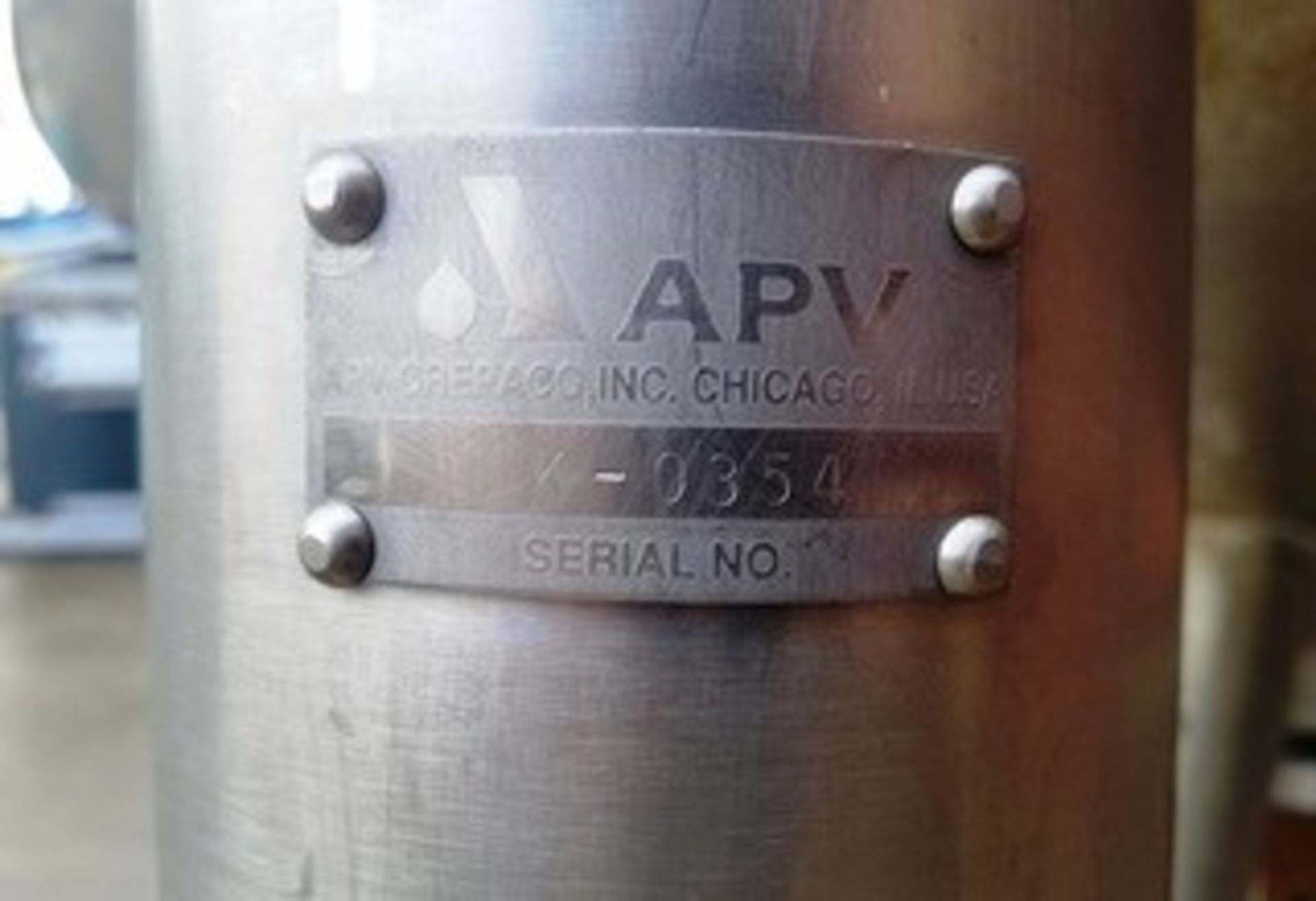APV 300 Gallon Likwifier Round with Scrape Surface Mixing Tank. Serial # K-0354. Measuring 48" - Image 4 of 4