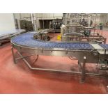 Aprox. 36" W x 90 Degree Blue Intralox Belt Conveyor, 17 foot from Corner to Corner with 2" Side