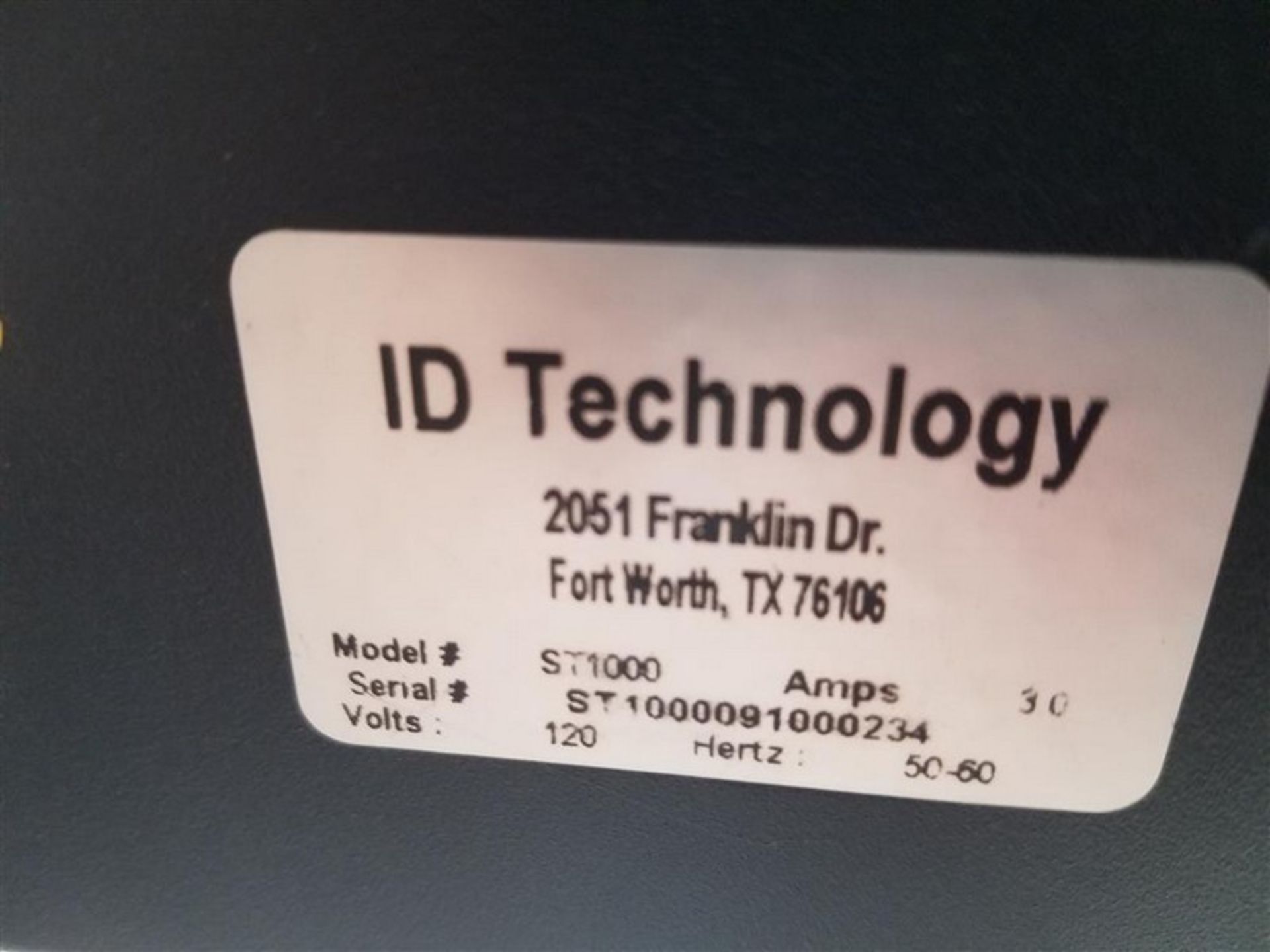 ID Technology Label Printer, Model ST1000, S/N ST100009100024, Volt 120 with 5" Peel Plate (Stock # - Bild 5 aus 5