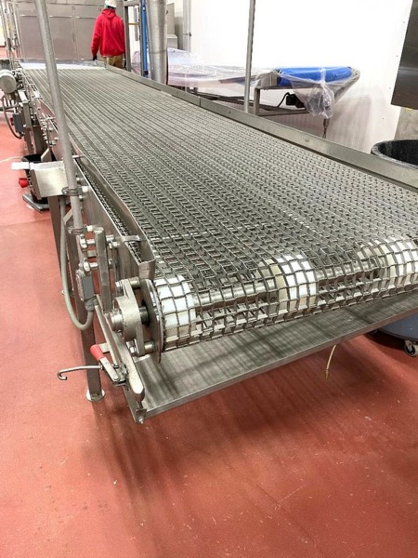 Aprox 36" Wide x 17 ft. Long S/S Sanitary Wire Mesh Belt Conveyor, System last used with Bagels - Image 2 of 8