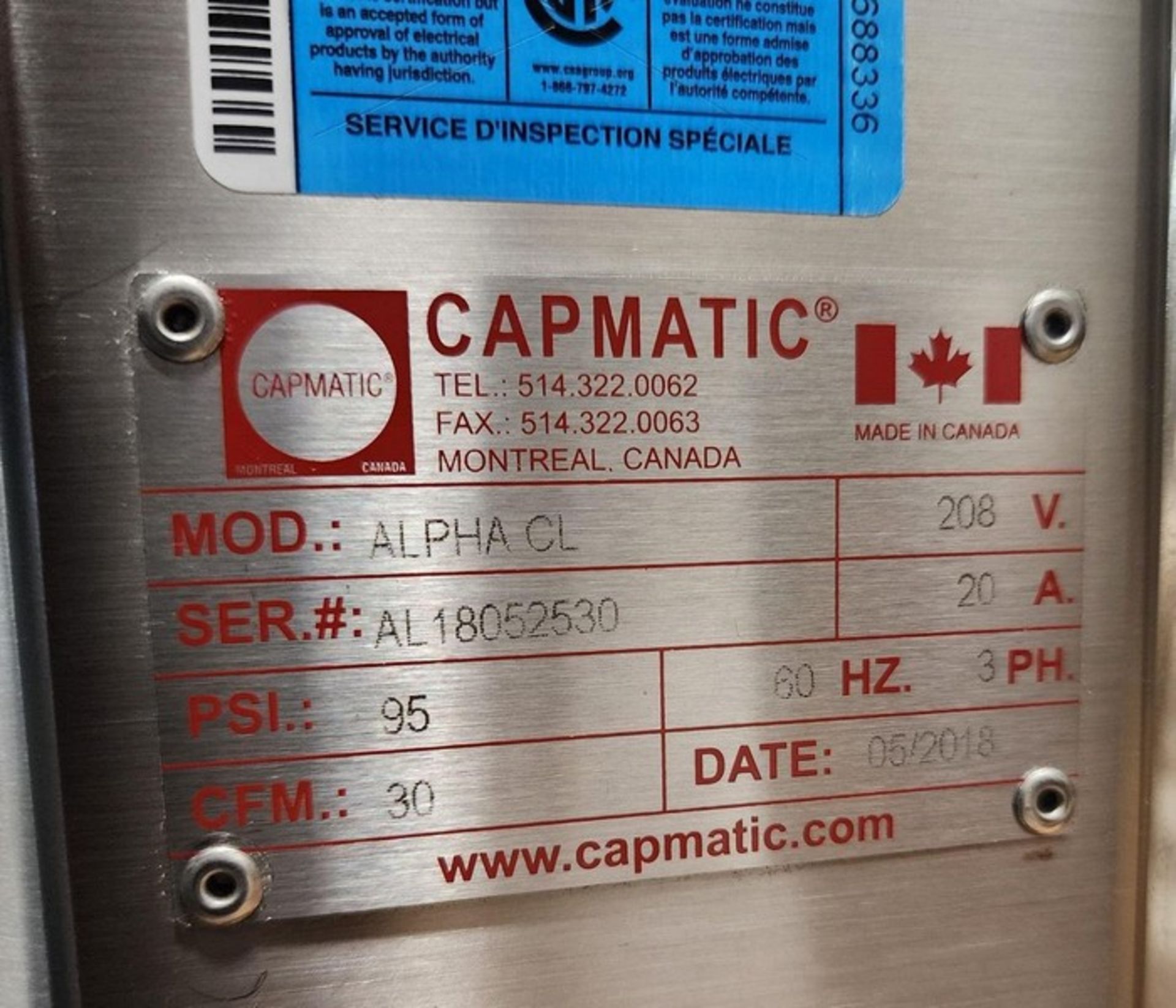 Capmatic Capper/labeler ALPHA CL Single Index Rotary Chuck Capper. with Labeler. Speed: Up to 60 - Image 7 of 7