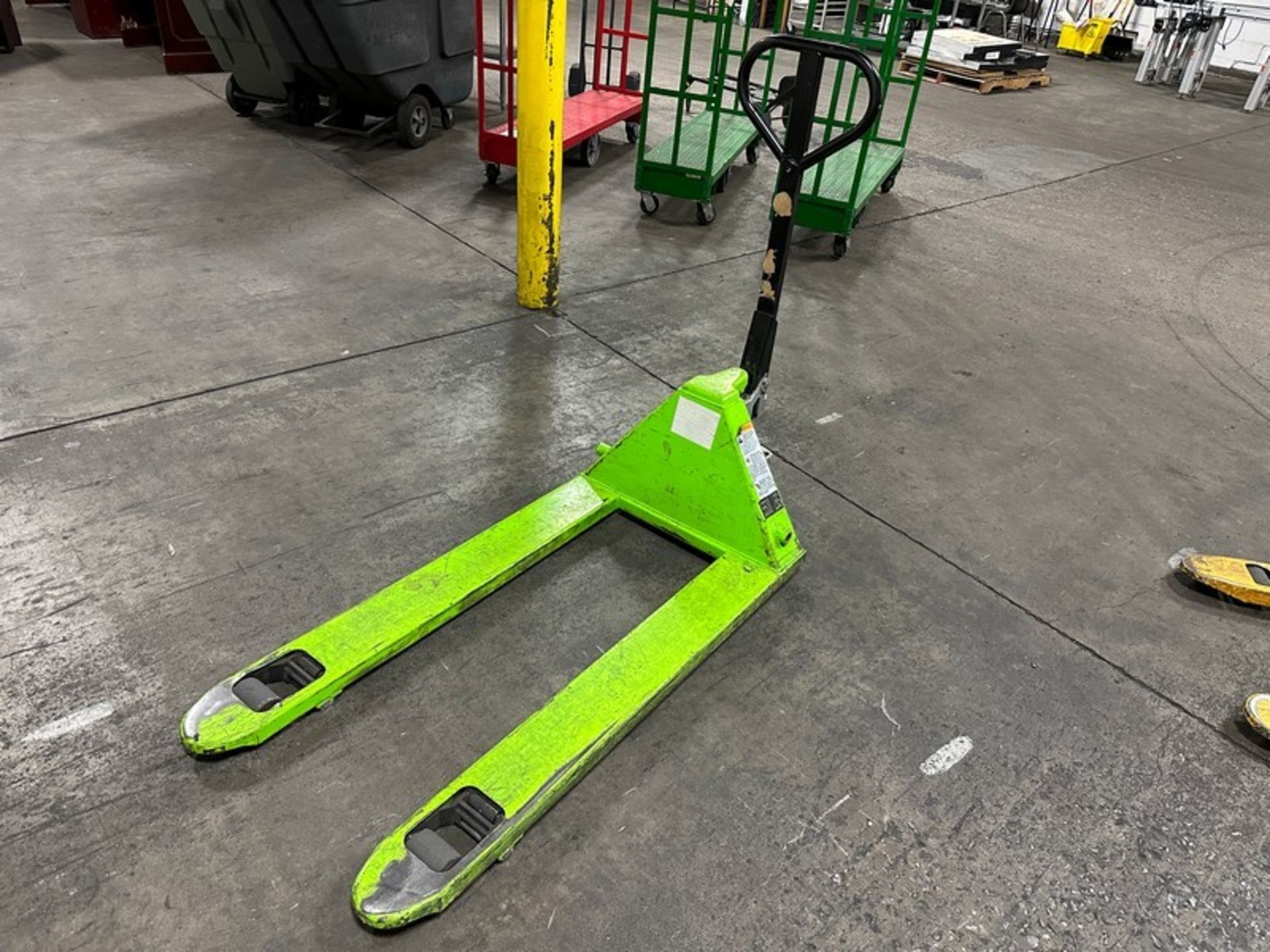Pallet Jack: Uline 5,500lbs 48 x 27", Lime (Located East Rutherford, NJ) (NOTE: REMOVAL 2-DAYS