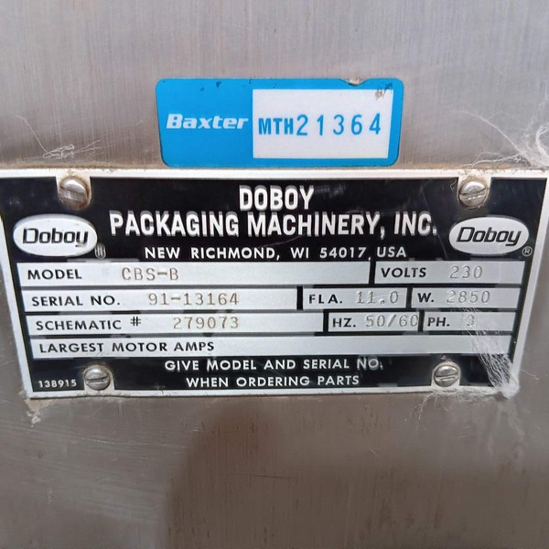 Doboy High Speed Continuous Band Bag Sealer Model CB5-B, S/N 91-13164, Volt 230, 3 Phase, Casters, - Bild 5 aus 5
