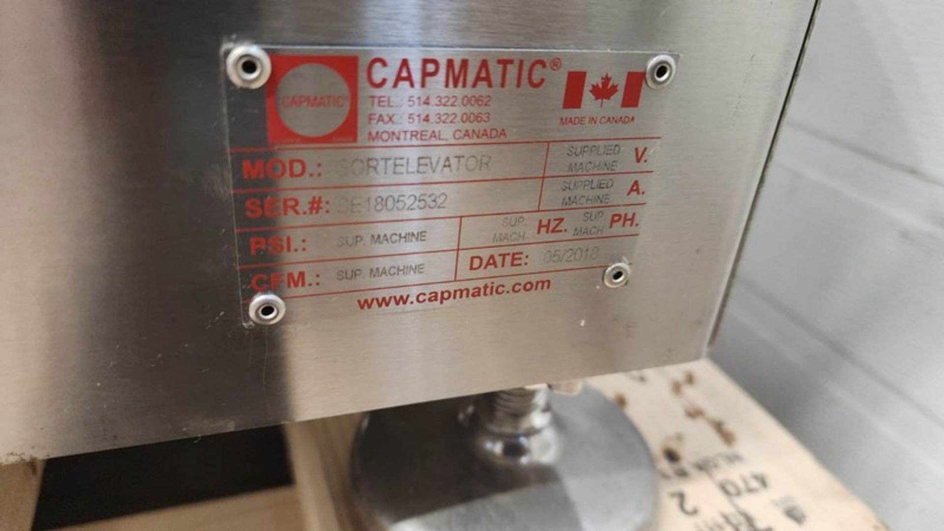 Capmatic sort Cap elevator 208v 3 phase like new condition built in 2018 (Item #102N) (Simple - Image 4 of 9