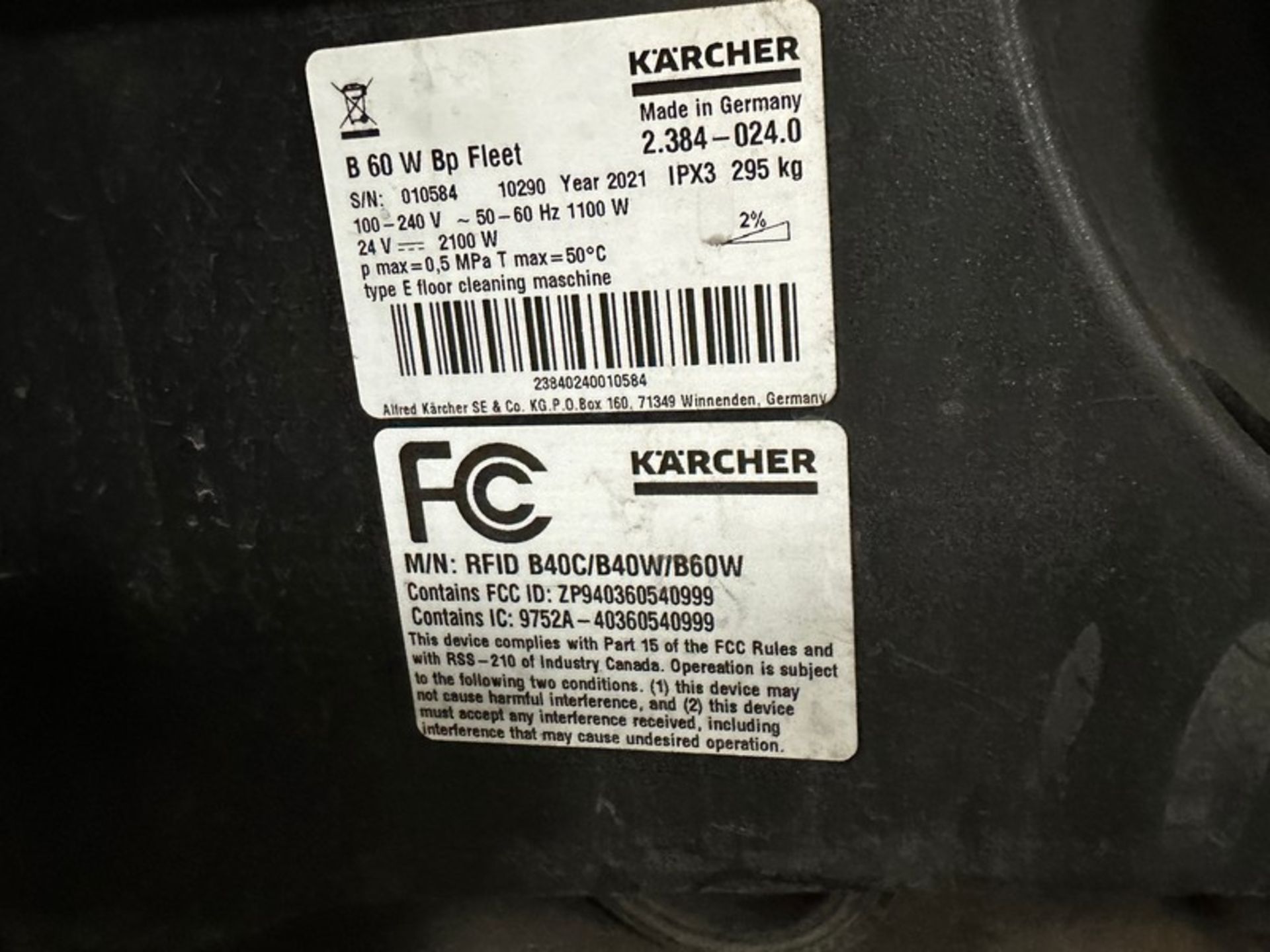 Floor Scrubber/Dryer: Karcher b60w w/drive (Located East Rutherford, NJ) (NOTE: REMOVAL 2-DAYS - Image 2 of 9