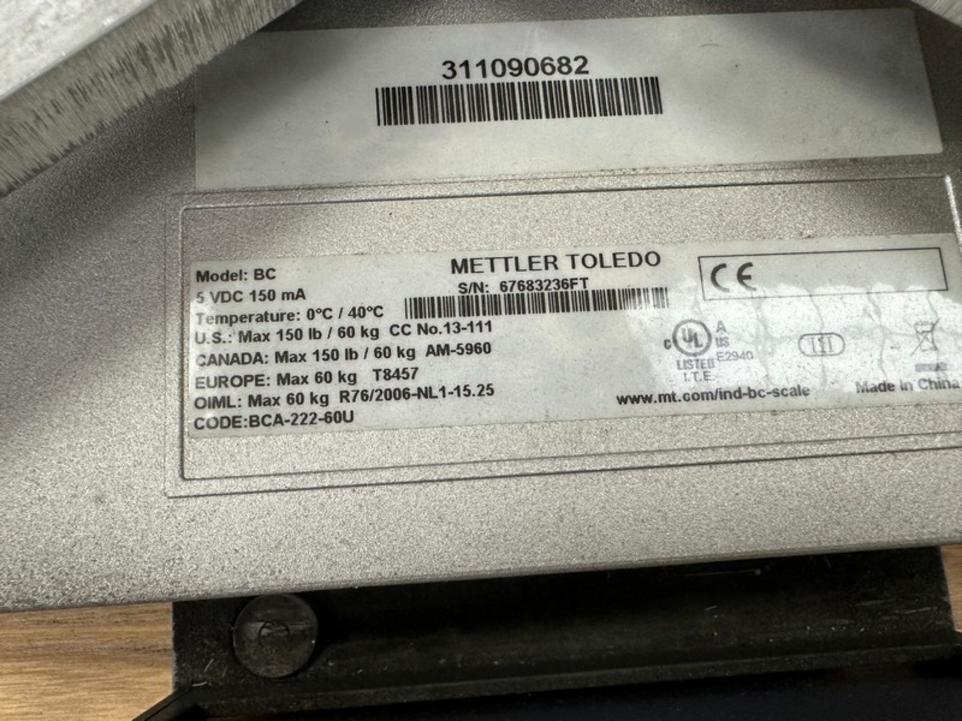 Scale: Mettler Toledo bca-222-60u (Located East Rutherford, NJ) (NOTE: REMOVAL 2-DAYS ONLY - Bild 4 aus 4