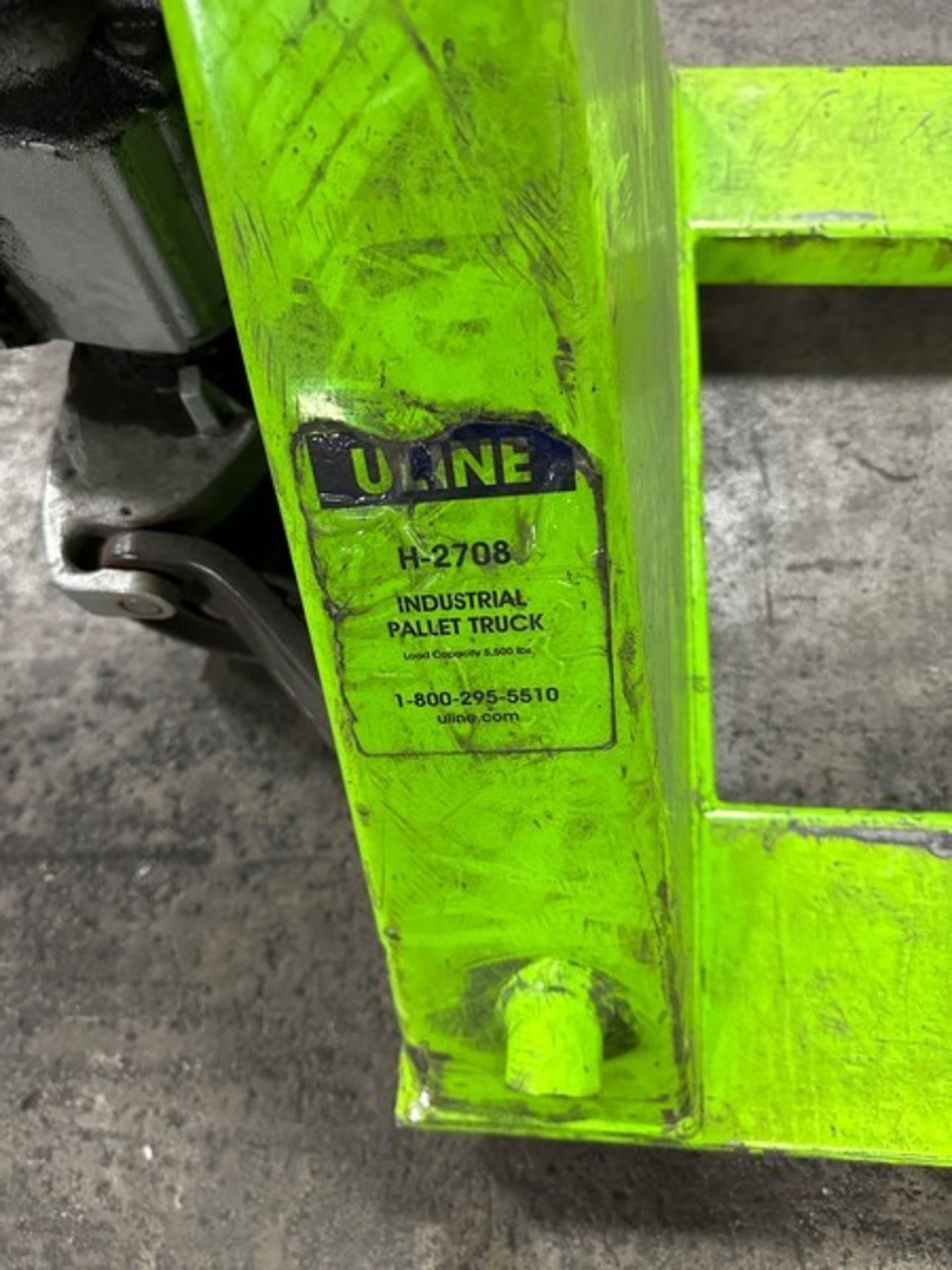 Pallet Jack: Uline 5,500lbs 48 x 27", Lime (Located East Rutherford, NJ) (NOTE: REMOVAL 2-DAYS - Image 2 of 4