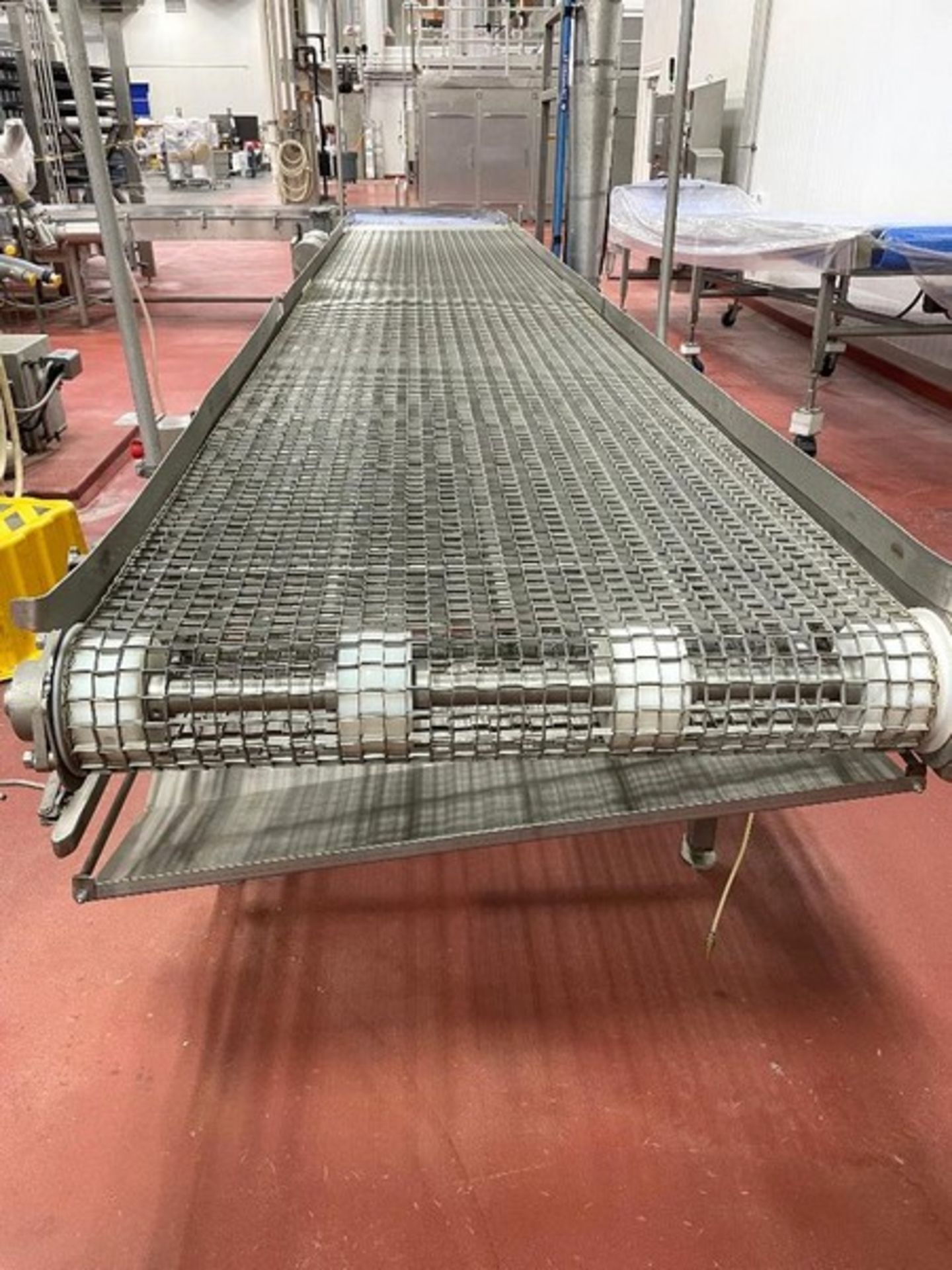 Aprox 36" Wide x 17 ft. Long S/S Sanitary Wire Mesh Belt Conveyor, System last used with Bagels - Image 3 of 8
