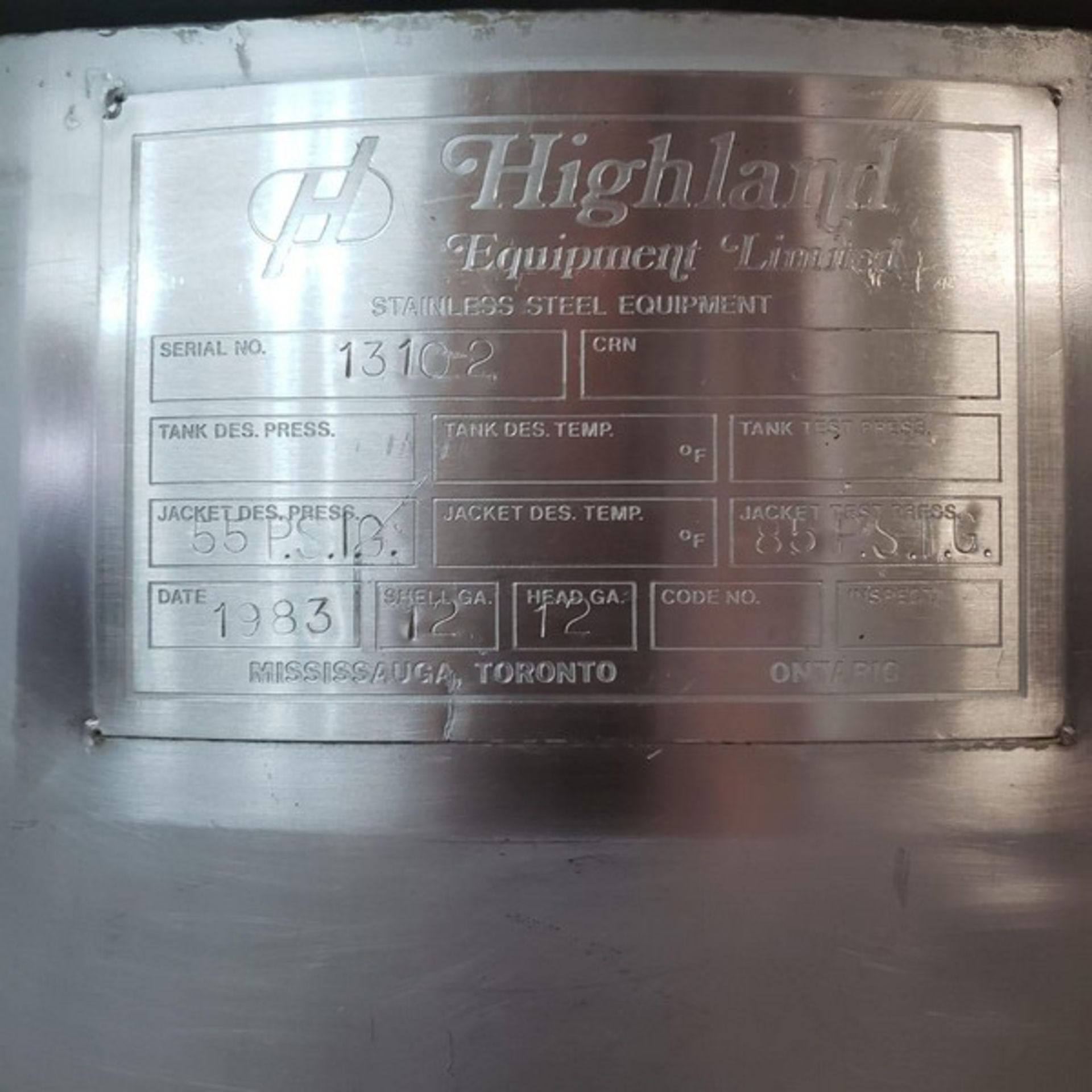 Highland jacketed Melting & Mixing Kettle 100 usg Bottom Discharge 2? diameter. Agitation powered by - Image 8 of 9