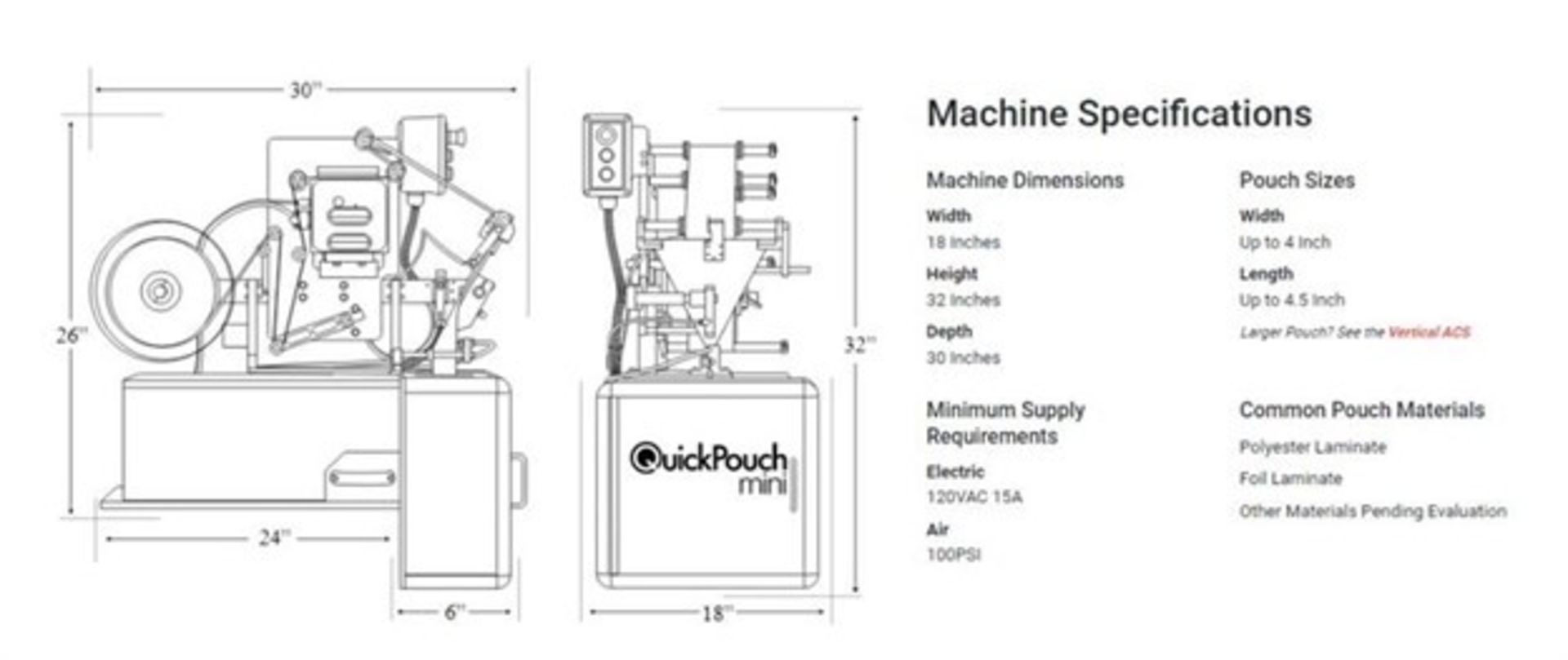 Quickpouch Mini Form, Fill and Seal Machine, Model QuickPouch - Mini, S/N 15071-1190, Desktop - Bild 8 aus 8