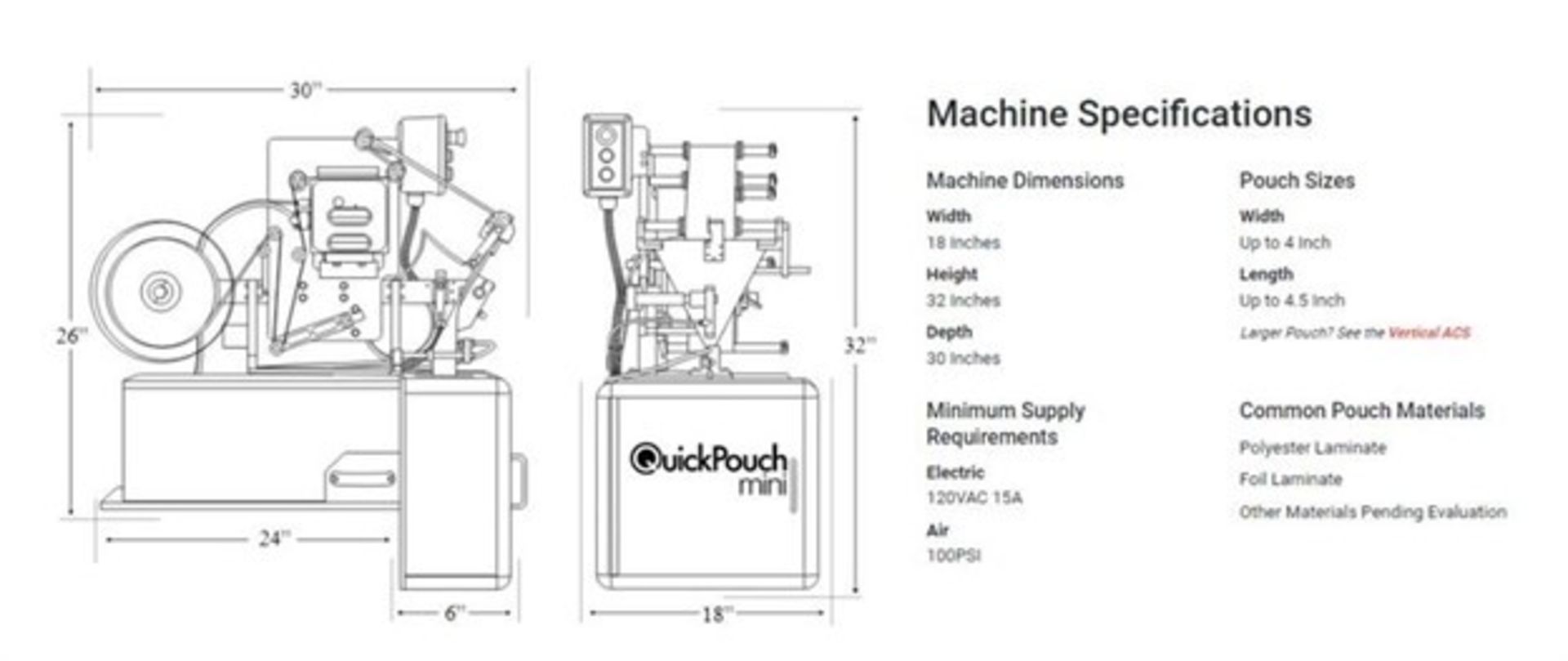 Quickpouch Mini Form, Fill and Seal Machine, Model QuickPouch - Mini, S/N 15071-1190, Desktop - Image 8 of 8