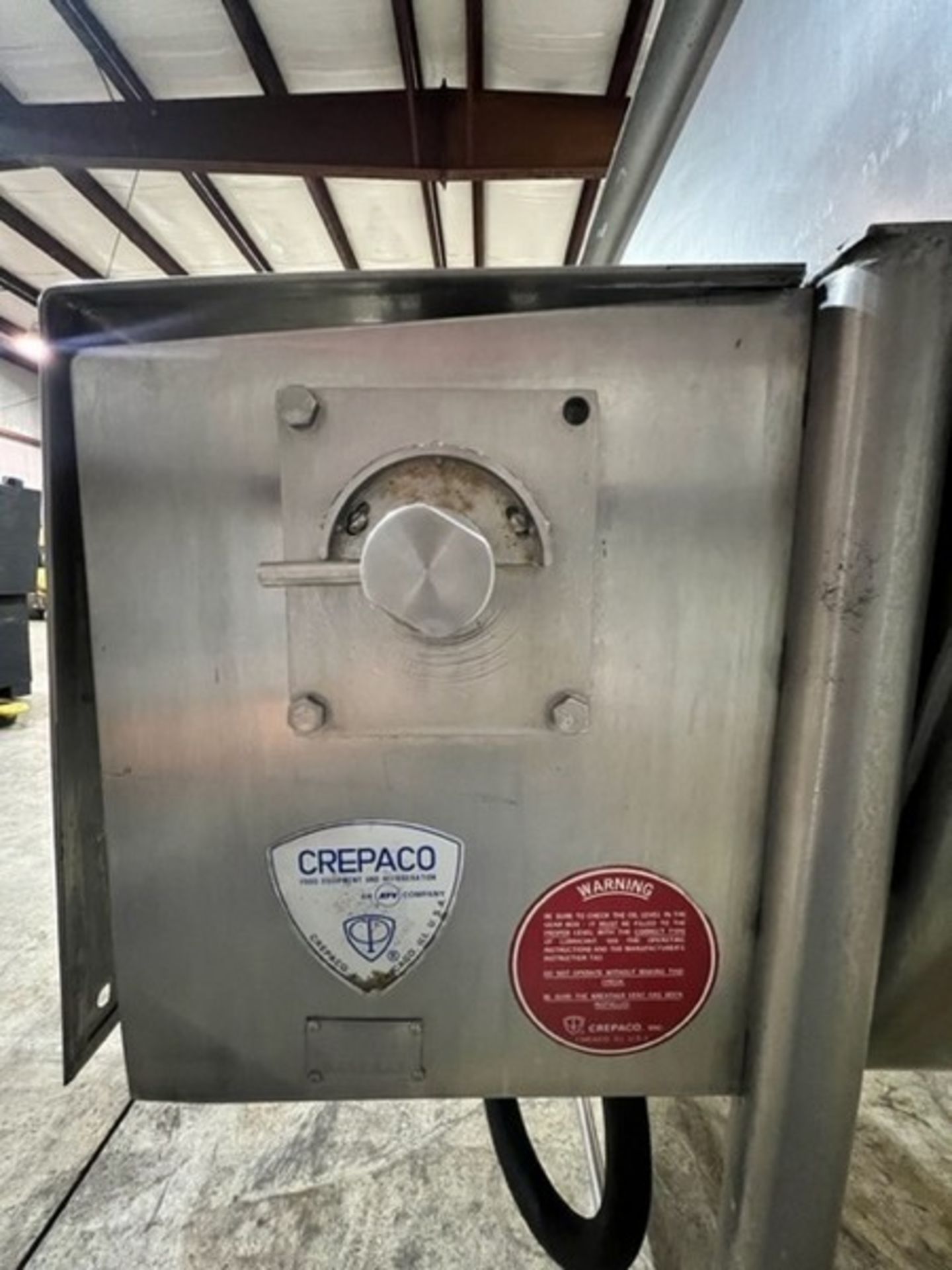 Crepaco Aprox.150 Gal. All S/S Paddle Blender, S/N 1696, Hydraulic Driven, 3" Outlet Hinged Lid, - Image 9 of 10