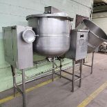 Cleveland Twin direct steam 80 gallons mixing Kettles TMKDL80T 316SS Hydraulic Mixer. 208 volts ,