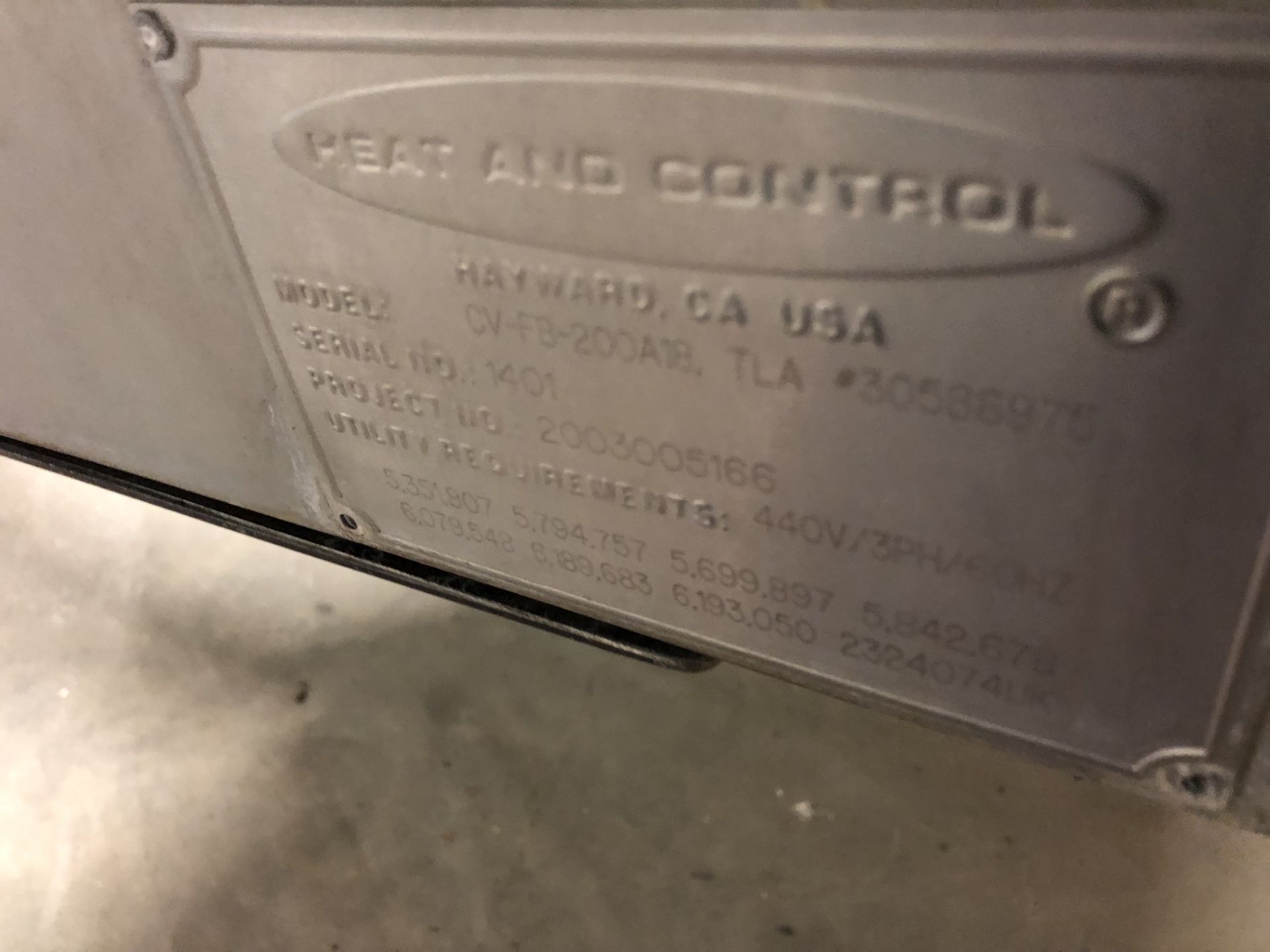 Heat and Control Fastbacks Model CV-FB-200A18- - Serial 1401 - Image 4 of 4