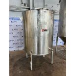 Viatec Aprox. 500 Gal. S/S Single Wall Tank, Vessel Dims.: Aprox. 57" H x 52" Dia. Mounted on S/S