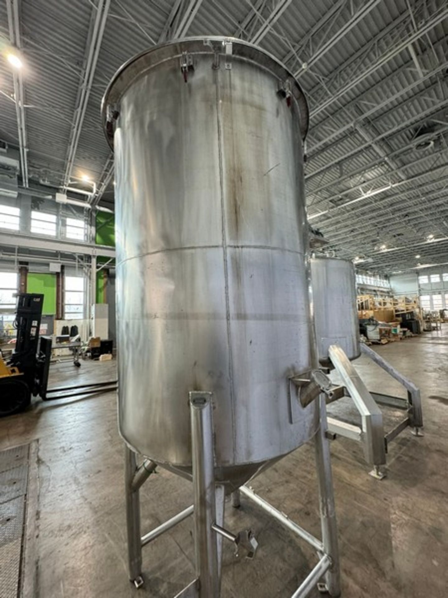 Aprox. 500 Gal. S/S Single Wall Tank, Vessel Dims.: Aprox. 70" Tall x 48" Dia., with Cone Bottom, - Image 6 of 8