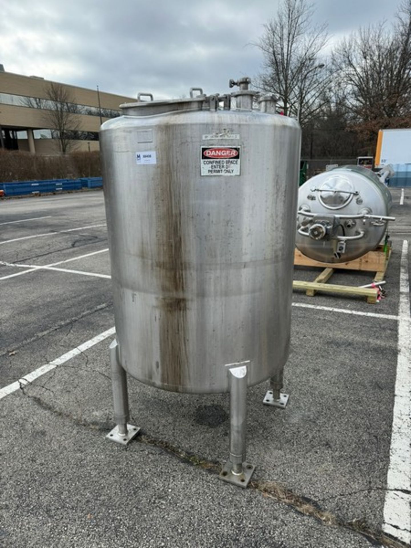 Scott Turbon 250 Gal. S/S Mix Tank, S/N 5319, with Dish Bottom, with Top Man Door, with Aprox. 3” - Image 2 of 10