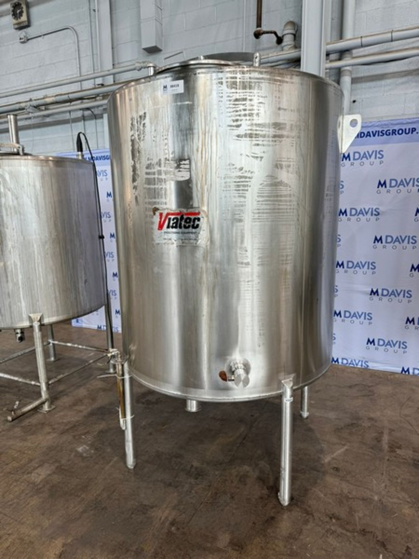 Viatec Aprox. 500 Gal. S/S Single Wall Tank, Vessel Dims.: Aprox. 57" H x 52" Dia. Mounted on S/S - Image 2 of 11