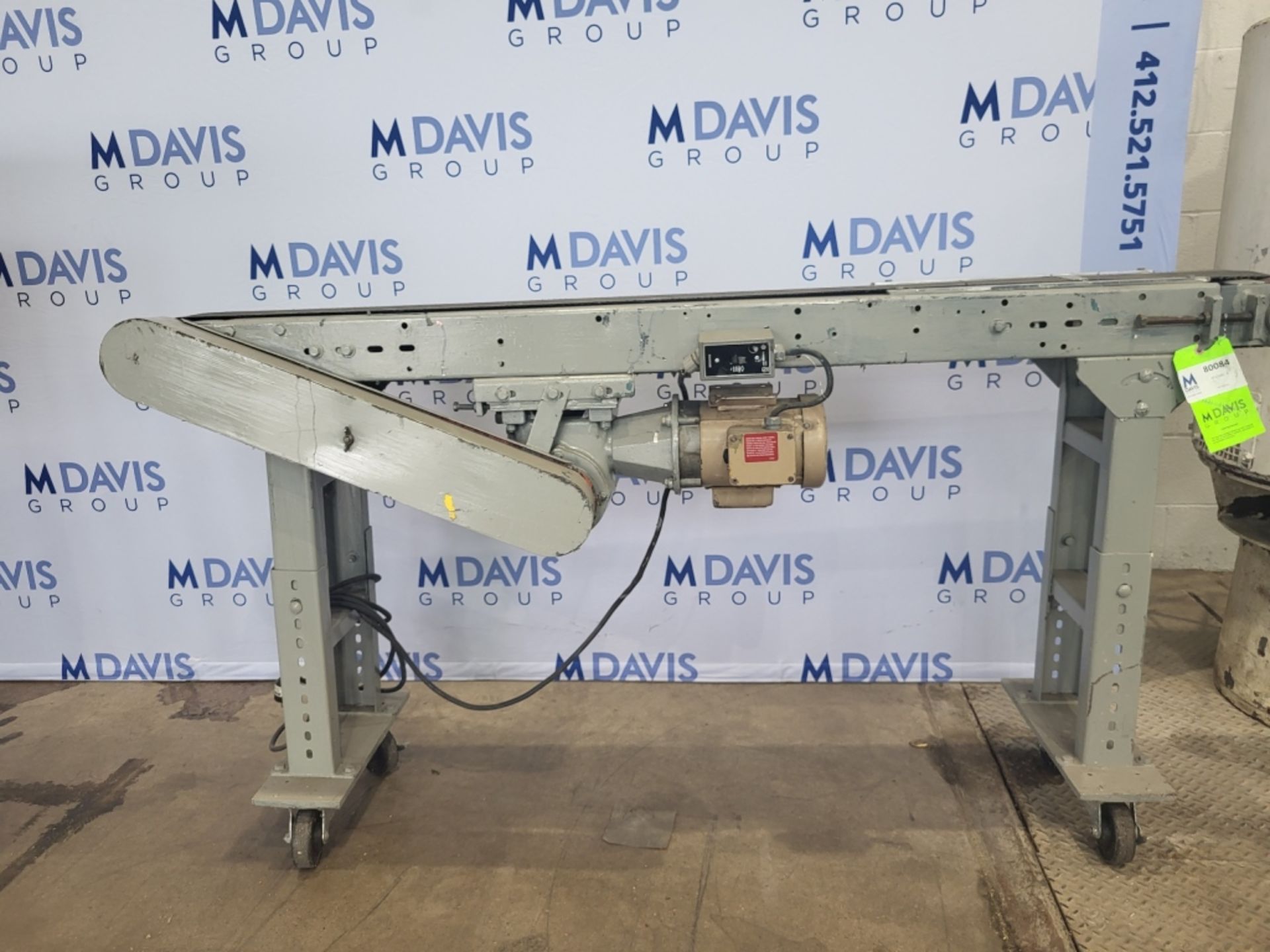 Straight Section of Power Conveyor, Aprox. 70" L x 6" W Rubber Belt, with 0.33 hp Drive, 1725 RPM