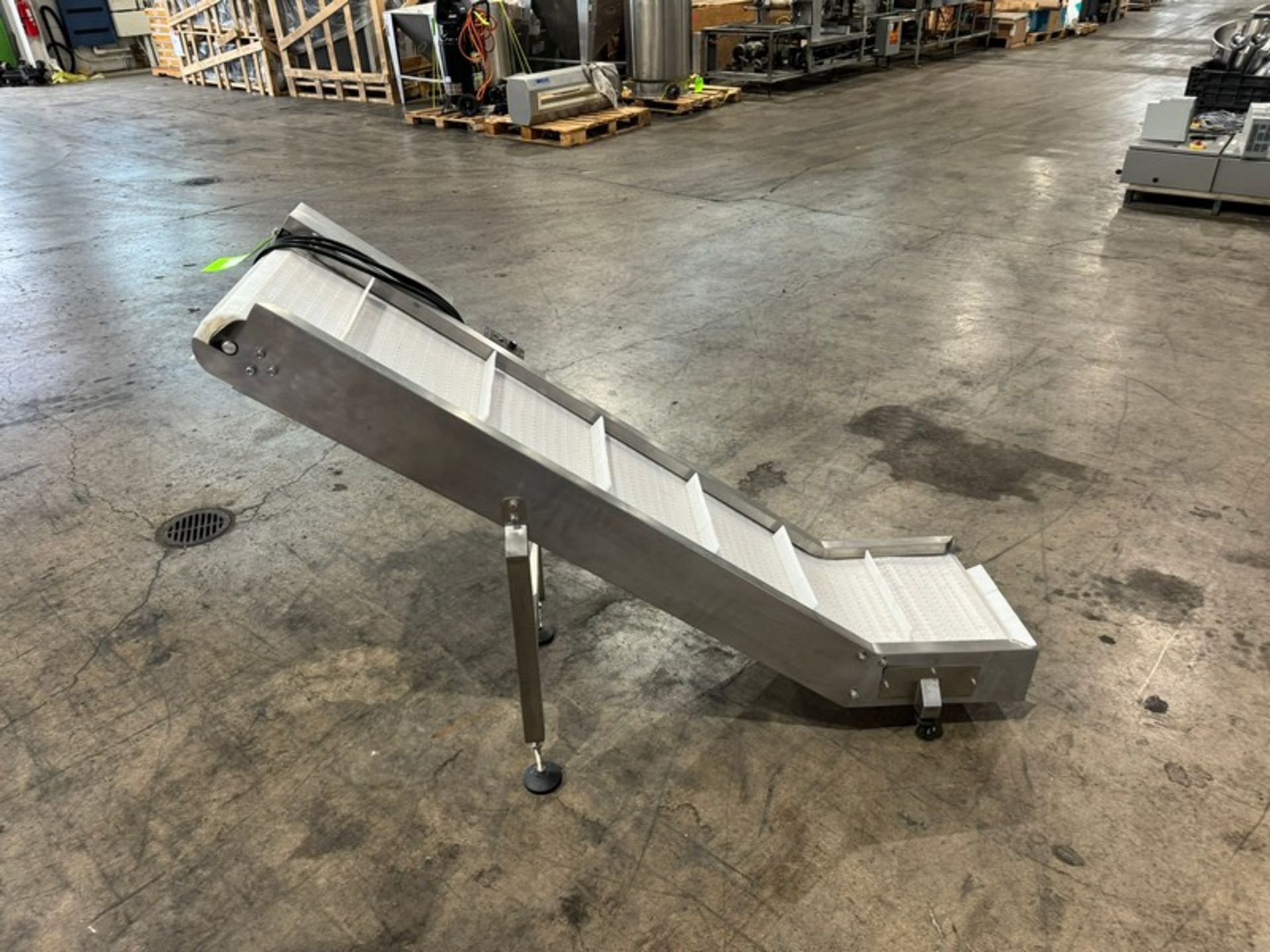 Incline Cleated Take Away Conveyor, Cleat Spacing: Aprox. 10" W, Peak to Floor Height: Aprox. 42" H, - Image 2 of 4