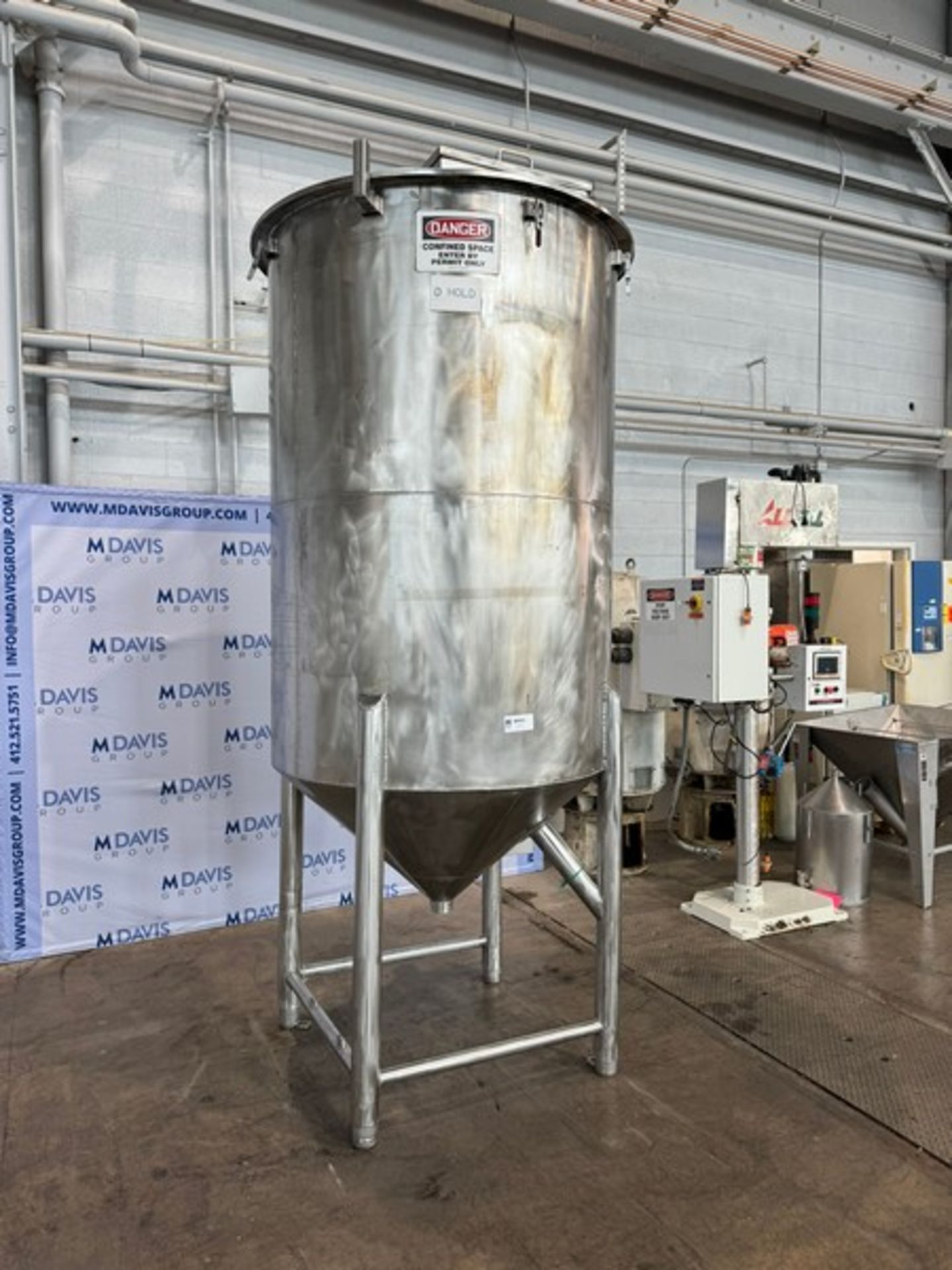 Aprox. 500 Gal. S/S Single Wall Tank, Vessel Dims.: Aprox. 70" Tall x 48" Dia., with Cone Bottom, - Image 2 of 8