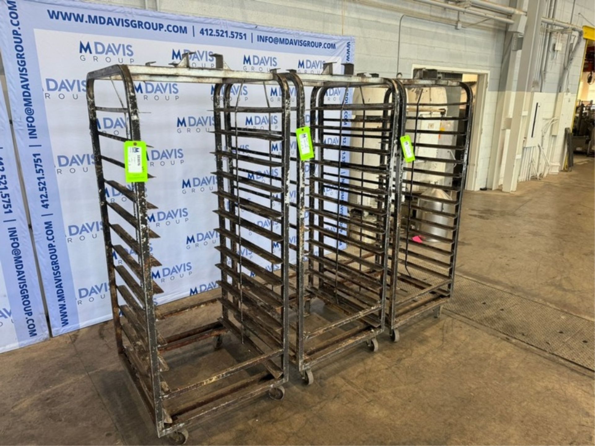 (3) Oven Racks, with Top Mounted Rack System to Attach to Oven, Mounted on Casters (INV#103076) (