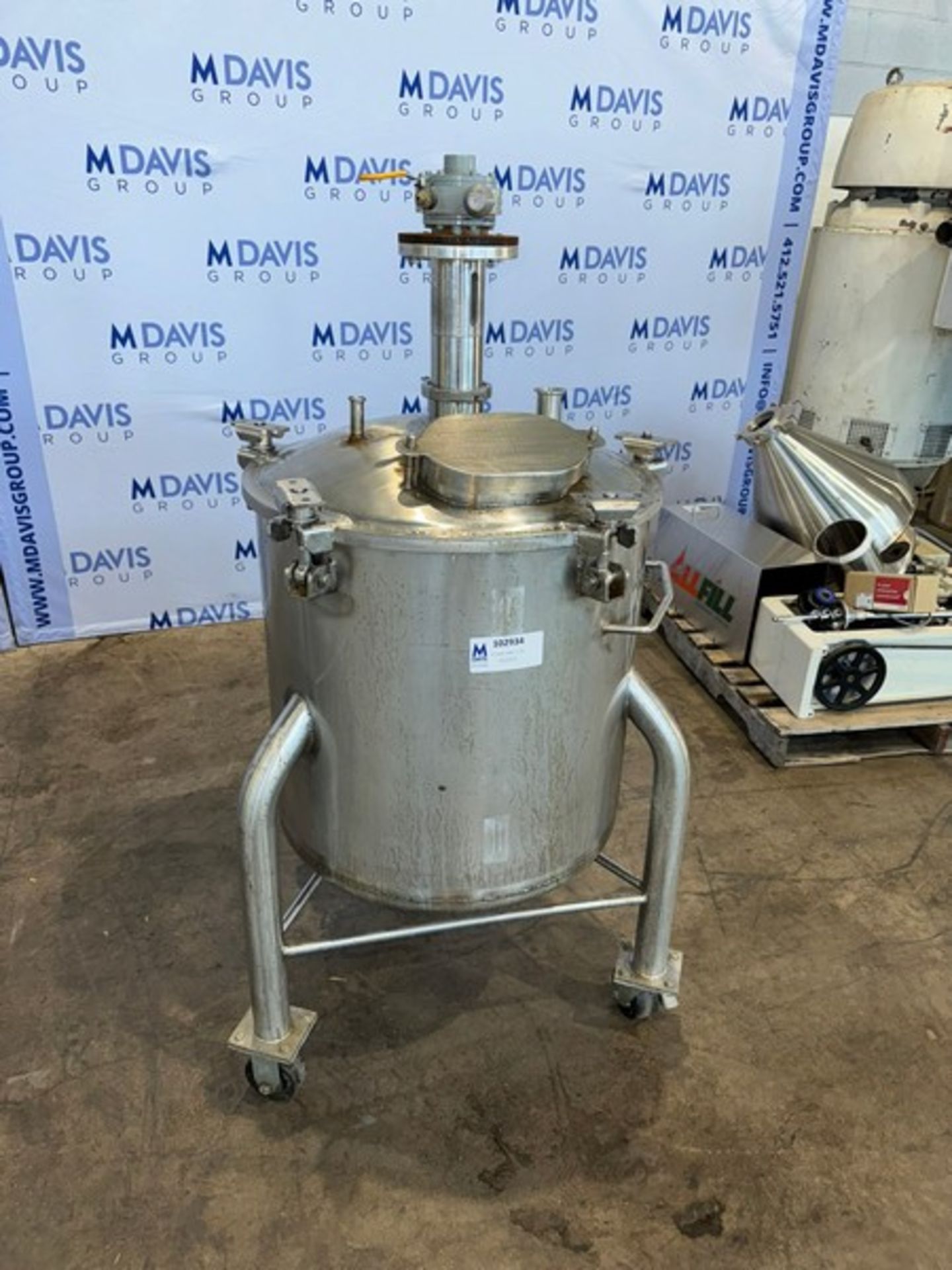 Aprox. 50 Gal. S/S Single Wall Mix Tank, Vessel Dims.: Aprox. 22" Deep x 24" Dia., with Vertical S/S