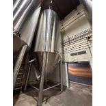 250 BBL (10178 Gallon) Vertical Cone Bottom 304 Stainless Steel Jacketed Vessel. Manufactured by