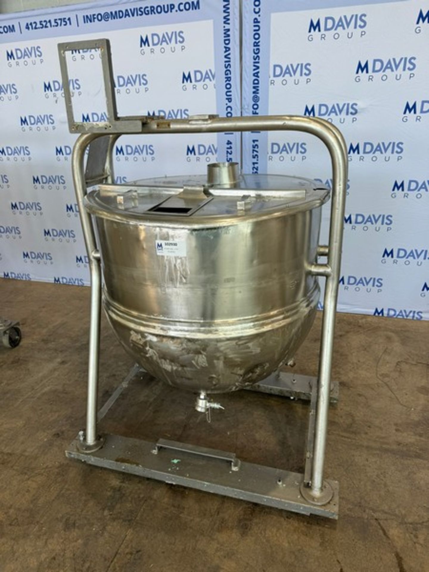 Aprox. 125 Gal. S/S Kettle, with S/S Agitation Bridge, with (2) S/S Lids, Mounted on S/S Portable