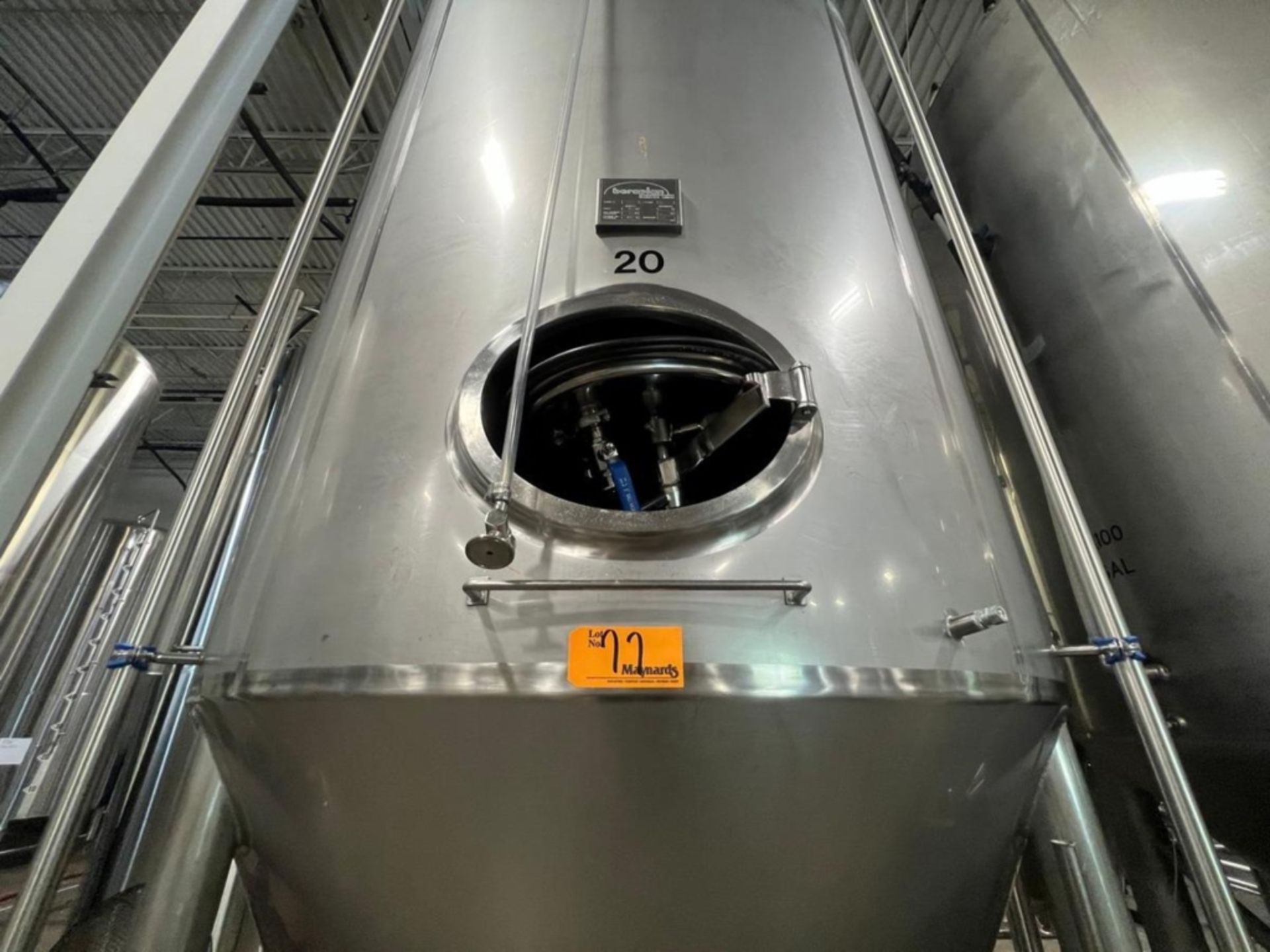 2011 Bera-Plan 100-BBL S/S Fermentation Tank, Aprox. 84" Dia. x 156" Straight Height, with Jacket ( - Image 9 of 17