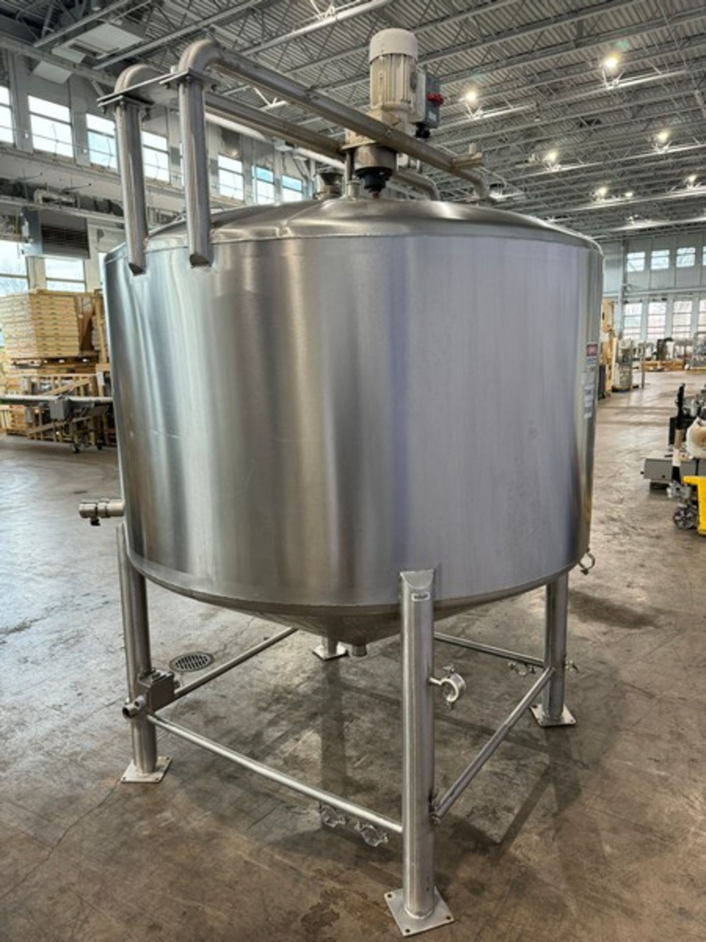 Aprox. 500 Gal. S/S Single Wall Mixing Tank, Vessel Dims.: Aprox. 36" H x 36" Dia., with Dome Top, - Image 4 of 15
