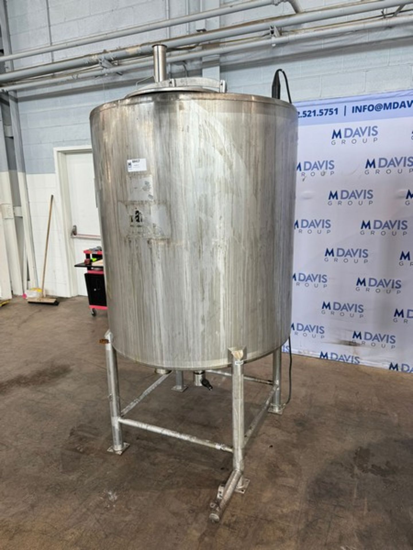 Viatec Aprox. 300 Gal. S/S Single Wall Tank, Vessel Dims.: Aprox. 47" H x 46" Dia. Mounted on S/S - Image 2 of 8