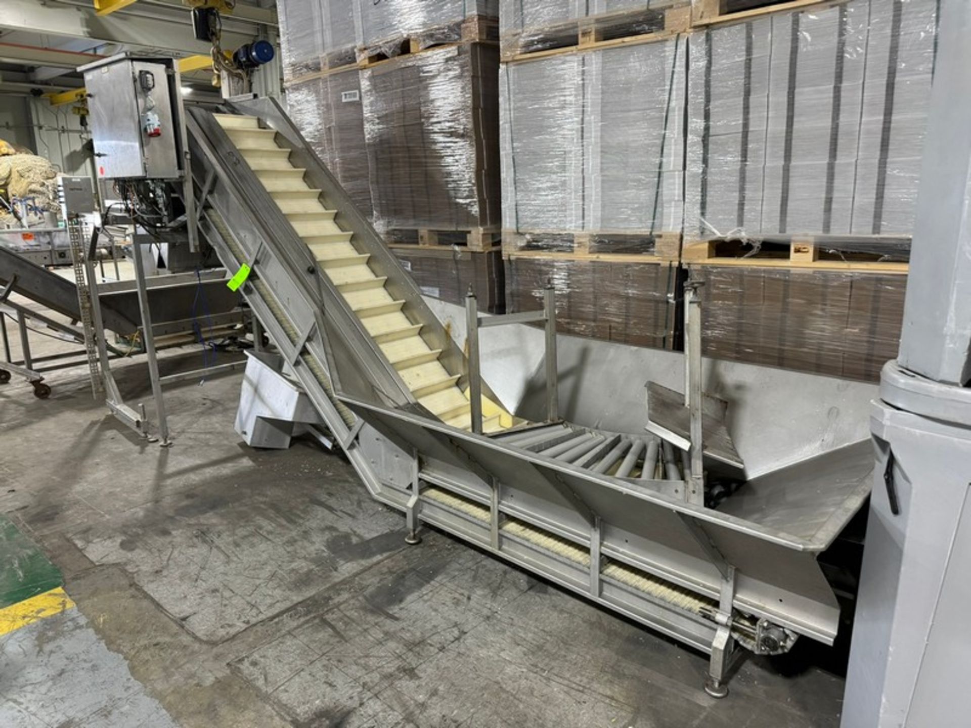 S/S Incline Feed Hopper & Portioner, with Cleated Incline & Waste Conveyor, Aprox. 7-1/4" Cleat - Image 2 of 9