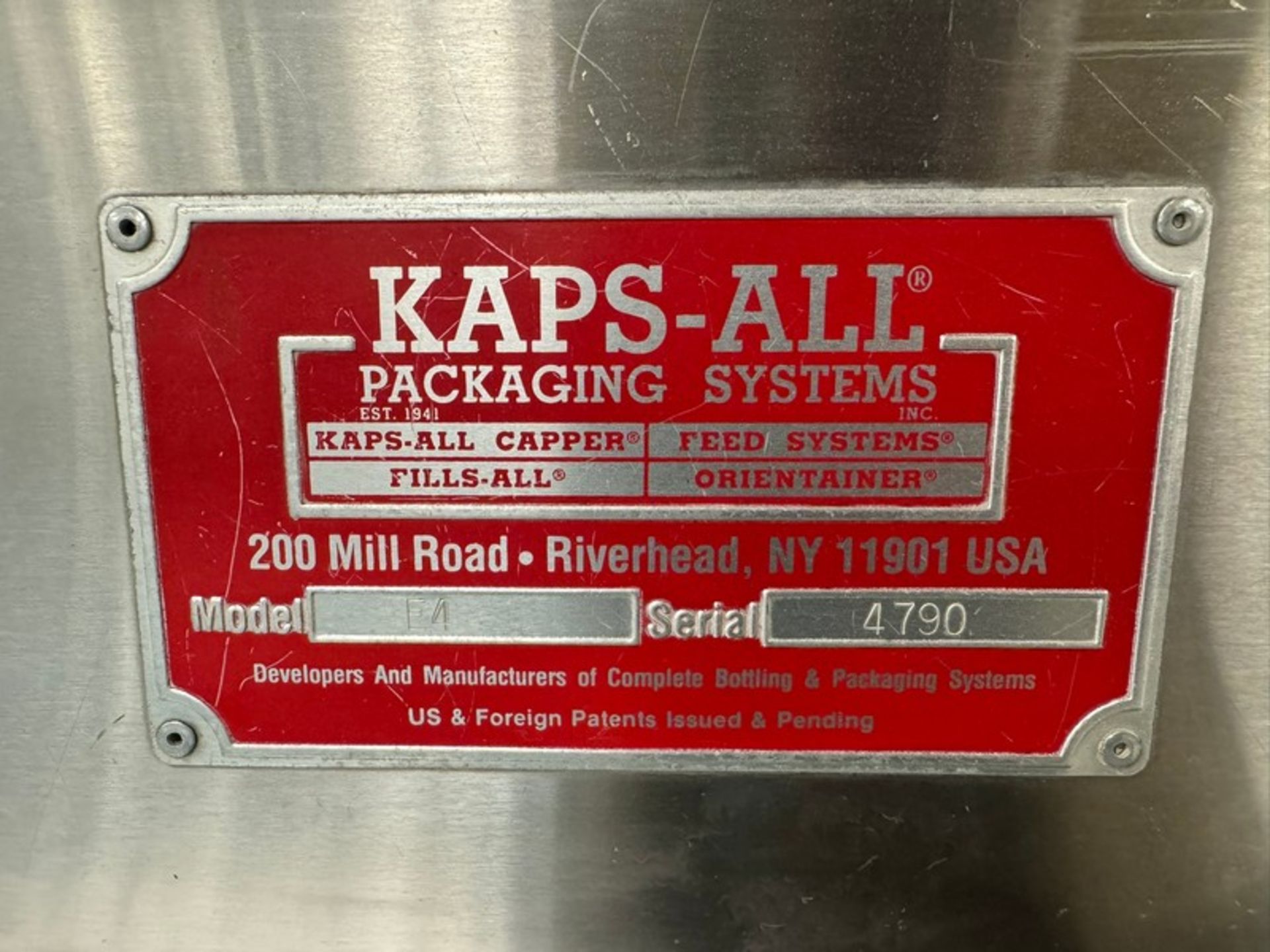 KAPS-ALL Capper, M/N E4, S/N 4790, Mounted on Mild Steel Frame ...
