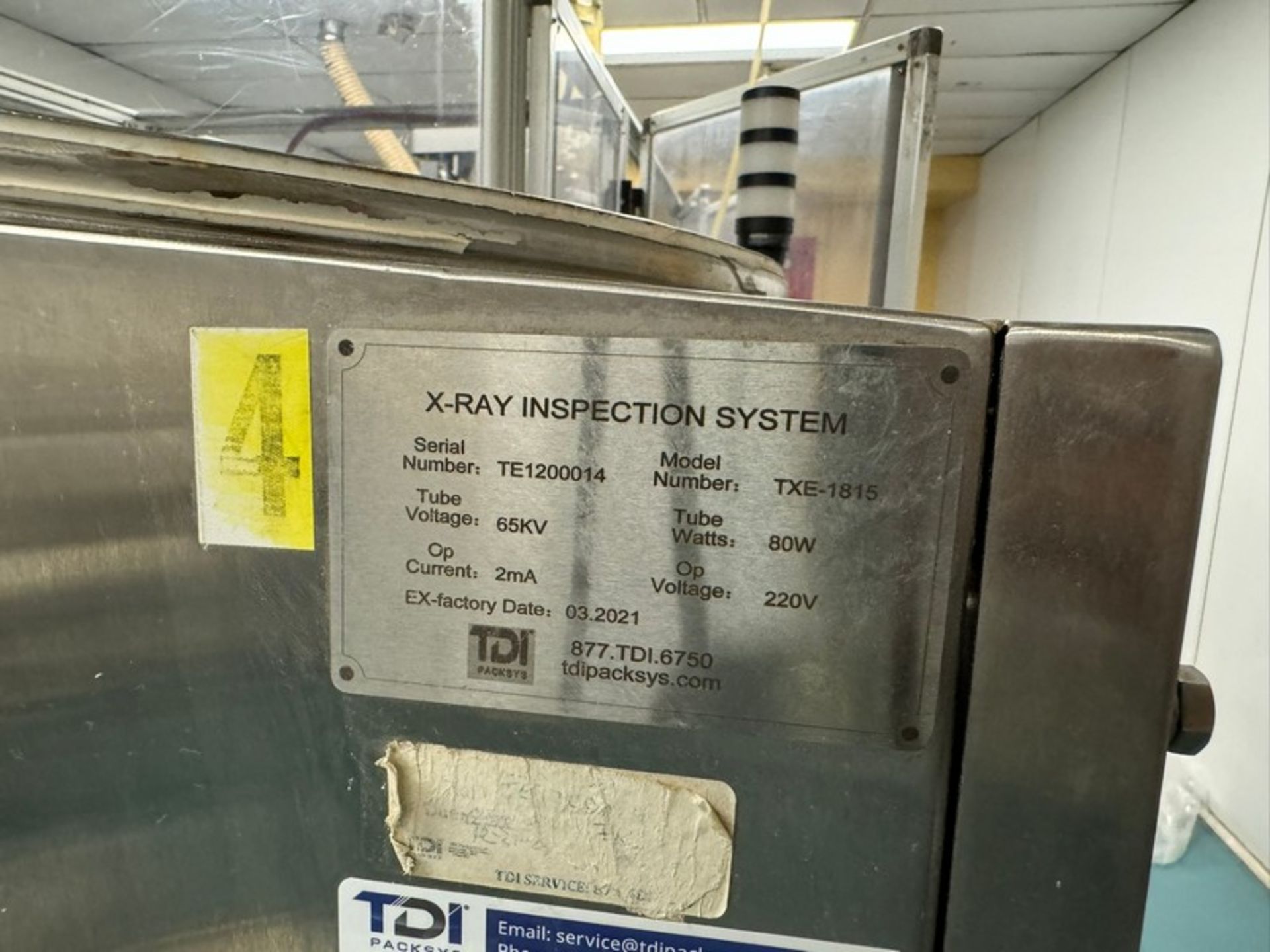2021 TDI Pack Sys X-Ray Inspection System, M/N TXE-1815, S/N TE1200014 ...