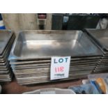 LOT including stainless steel containers approx. 21" x 13" (qty 13)