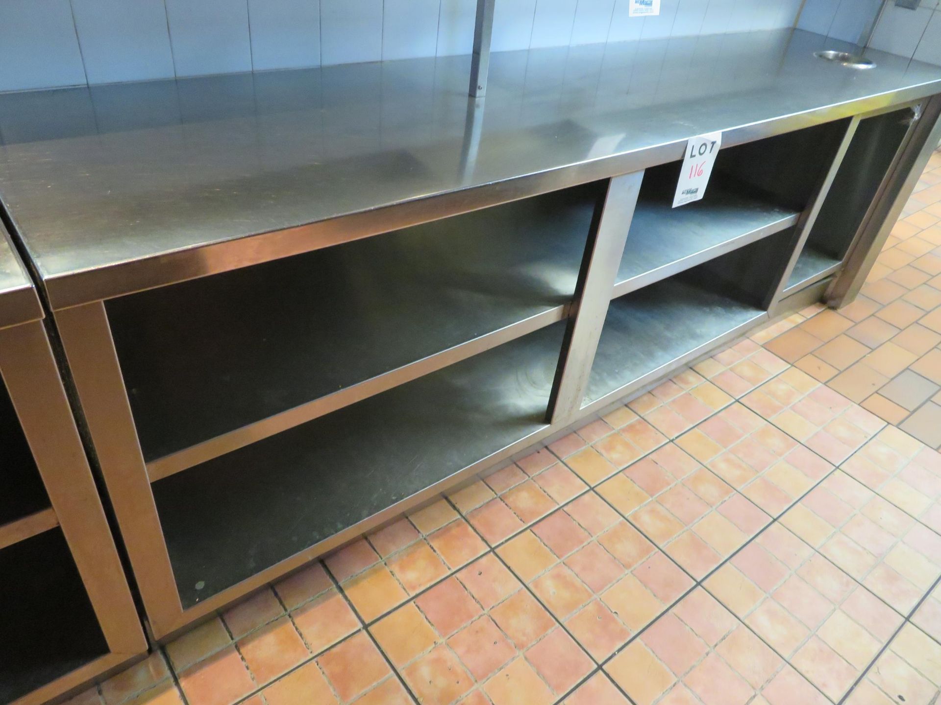 Stainless steel service counter approx. 102"w x 24"d x 35"h