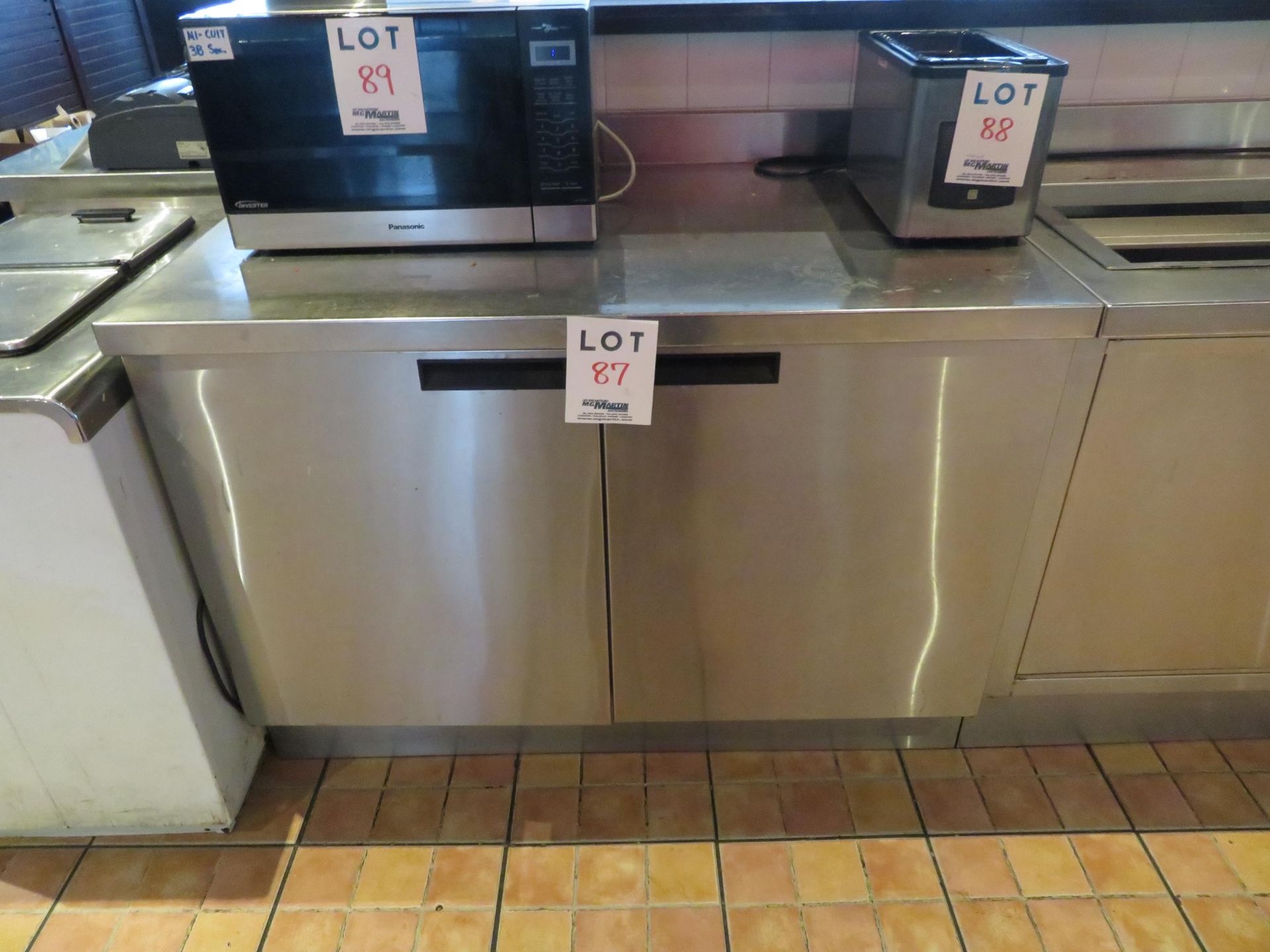 Stainles steel 2 door refrigerated counter approx. 48"w x 30"x 35"h