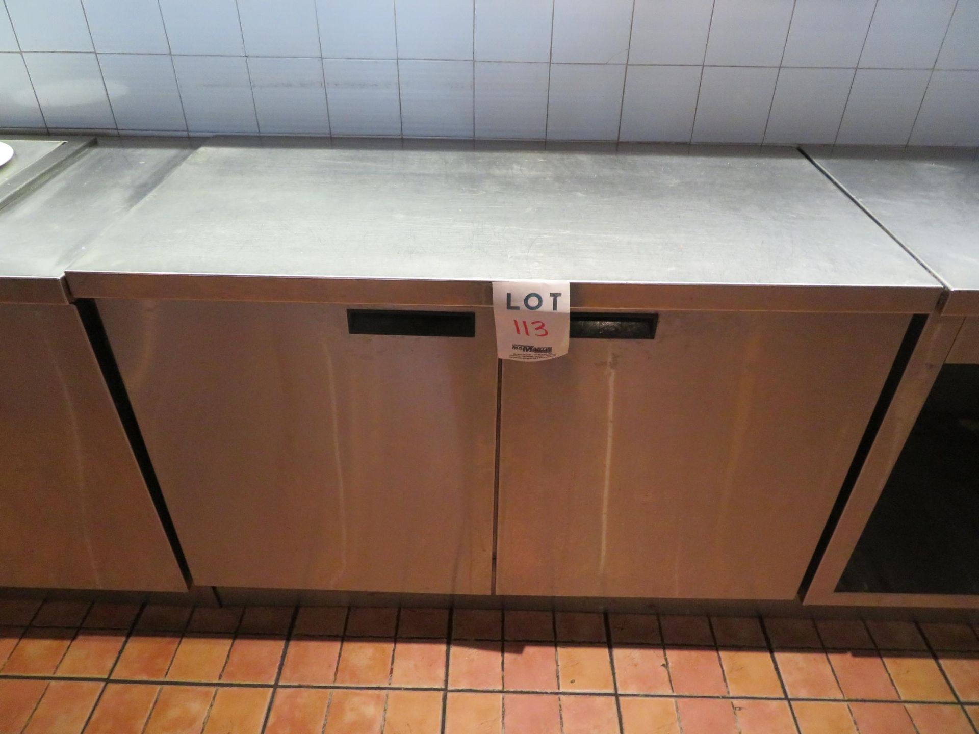 2 door refrigerated stainless steel counter approx. 48"w x 24"d x 35"h