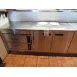 2 door stainless steel counter with 2 drawer food warmer approx. 72"w x 24"d x 35"h