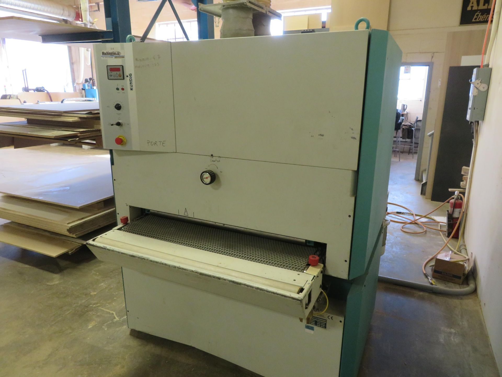 KUNDIG 2 head belt sander (1999), Mod# DUPLEX 43, Tension 380 V, current 81 A, Power 34 KW, - Image 10 of 13