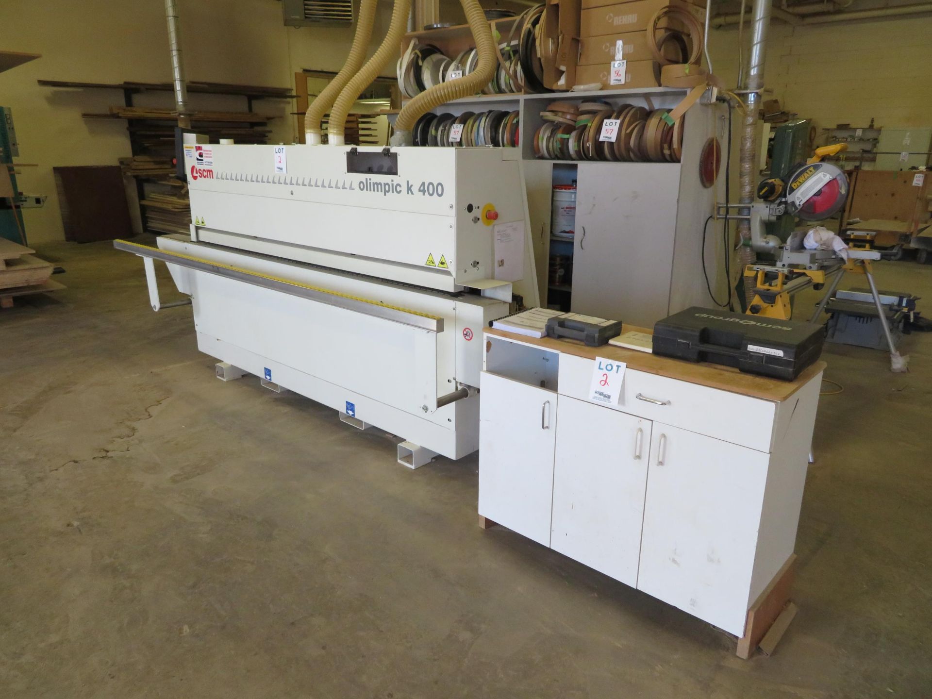 SCM automatic edge bander, Mod# OLIMPIC K 400 (2013), 220 Volts, 3 phase, 60 HZ with BEMAG 15 KVA